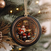 Personalized Santa's Christmas Library Ceramic Ornament - Handcrafted Holiday Charm - Image 4