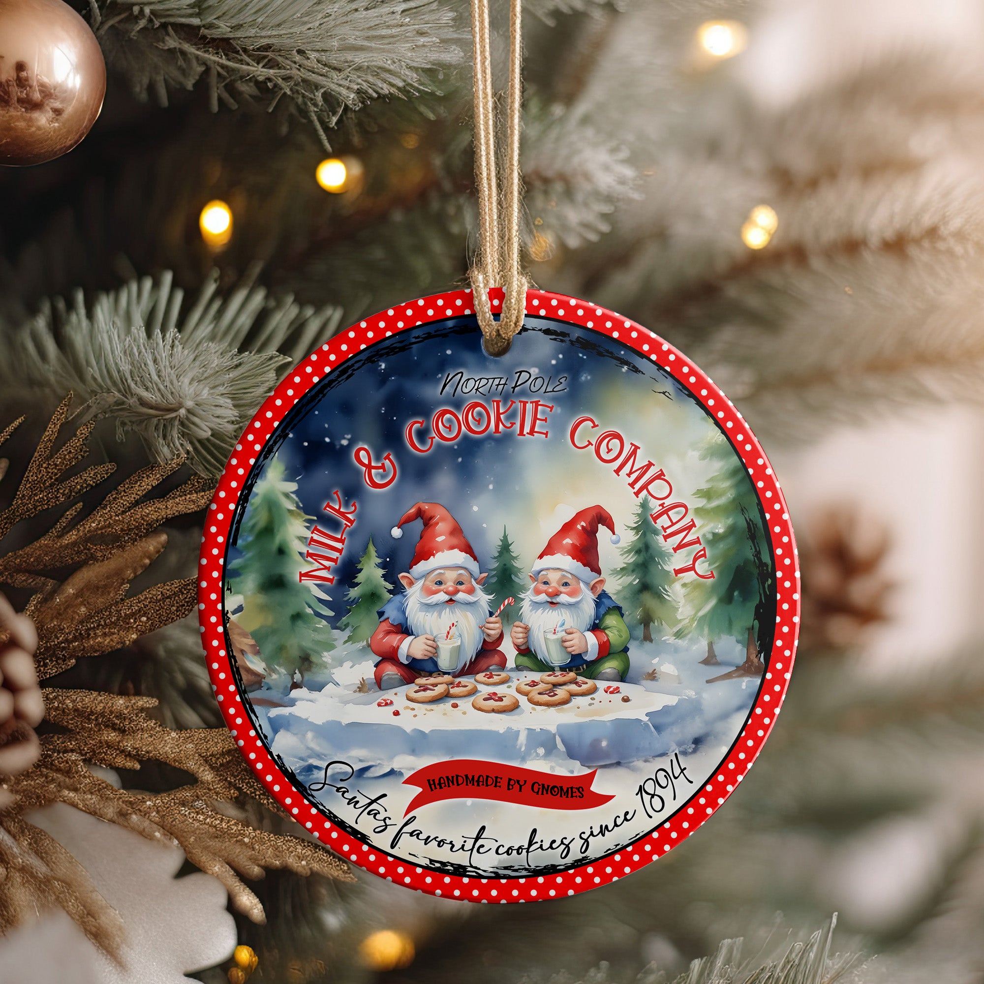 Enchanting Personalized Ceramic Ornament – Handmade Gnome Cookies Design for Christmas Delight - Image 4