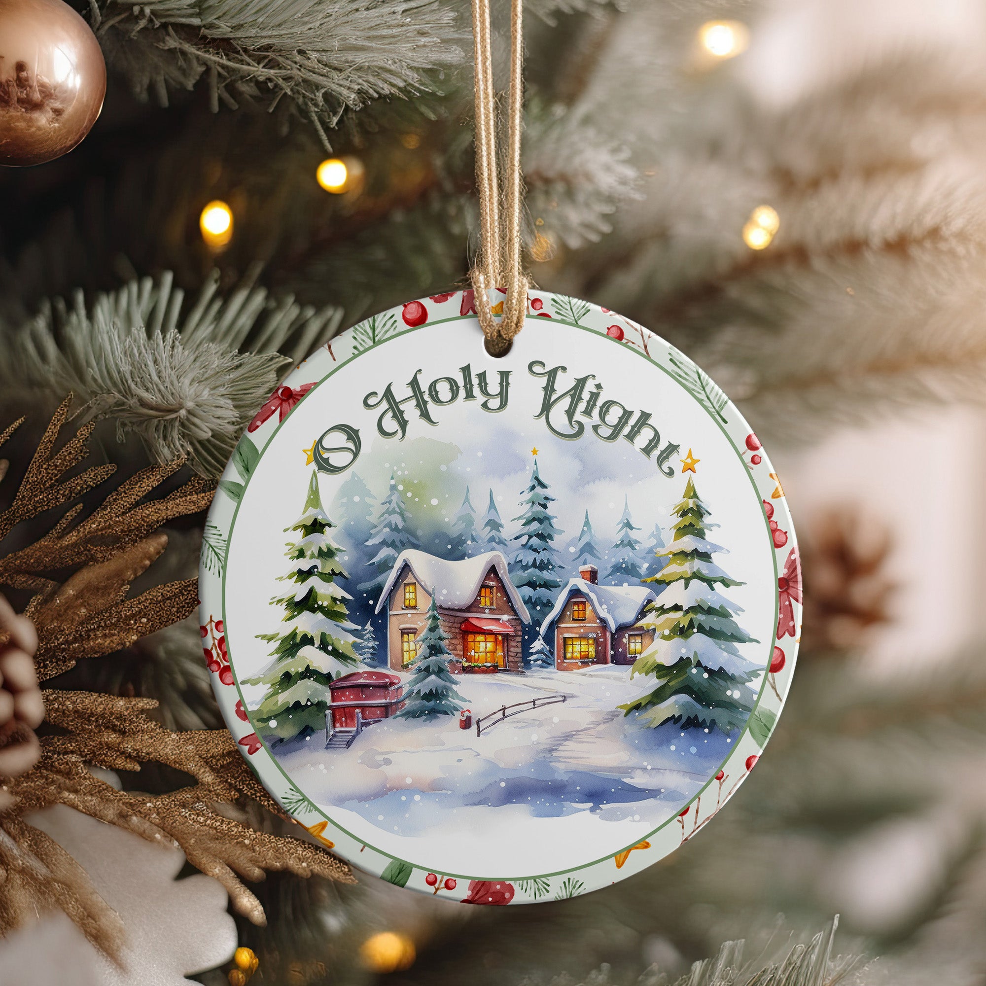 Personalized "O Holy Night" Ceramic Christmas Ornament – Handcrafted Holiday Decor for a Heartwarming Gift - Image 4