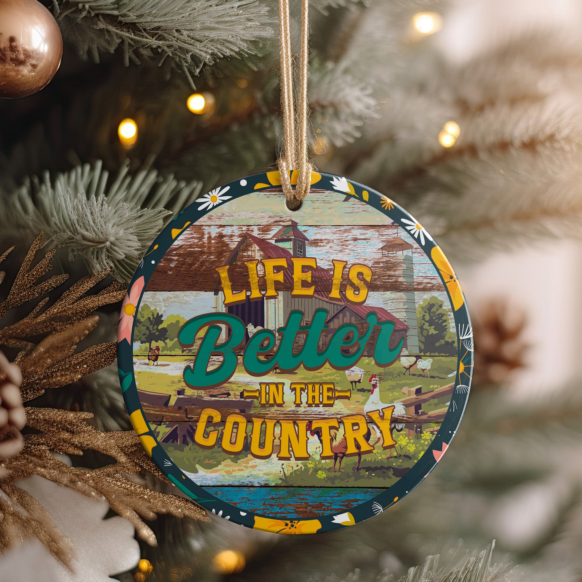 Personalized Rustic Ceramic Ornament - "Life is Better in the Country" - Perfect for Home Decor or Gift Giving - Image 4