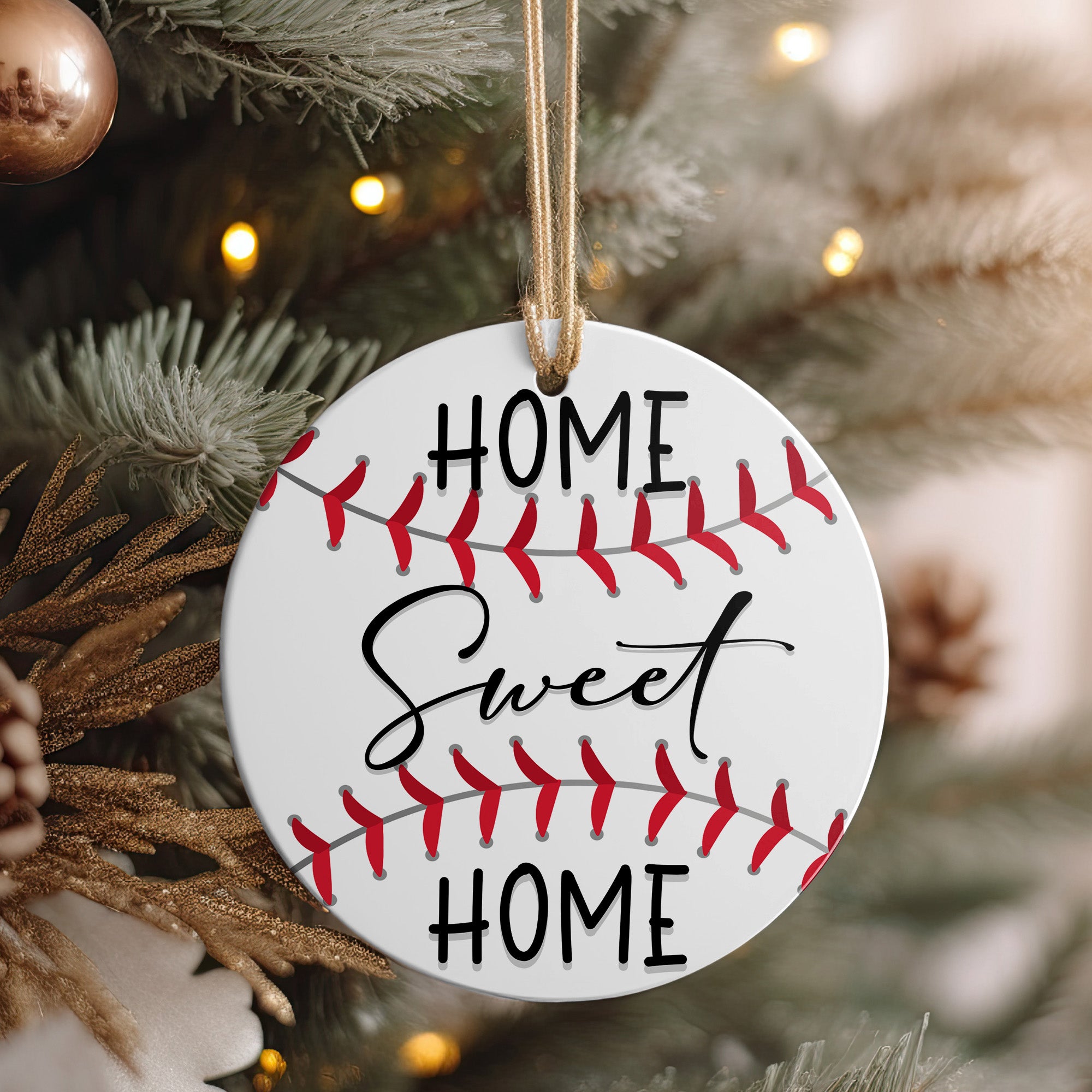 Personalized "Home Sweet Home" Ceramic Baseball Ornament – Ideal Custom Gift for Sports Lovers and Cozy Home Decor - Image 4