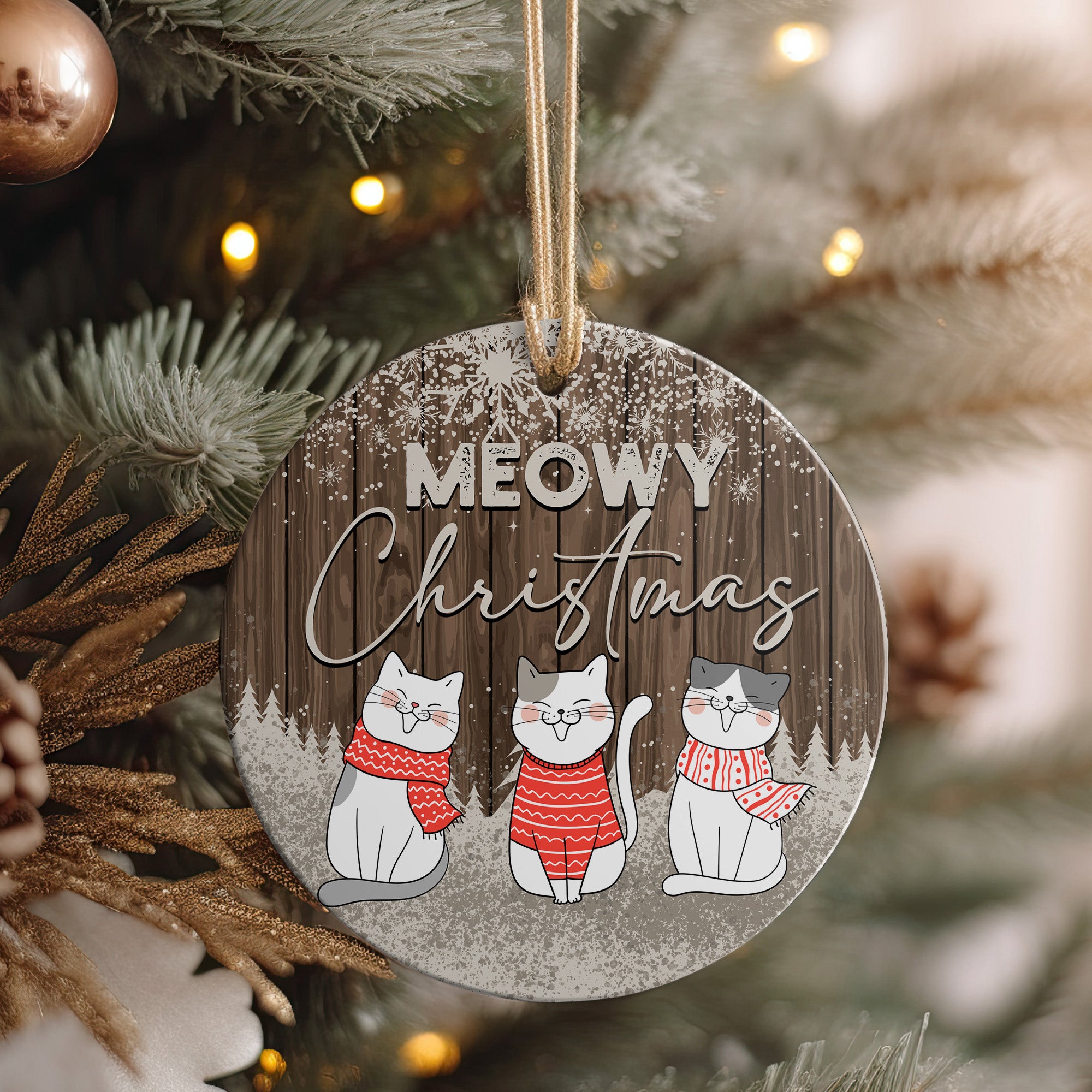 Personalized "Meowy Christmas" Ceramic Ornament – Cozy Cat Design, Handmade Holiday Gift - Image 4
