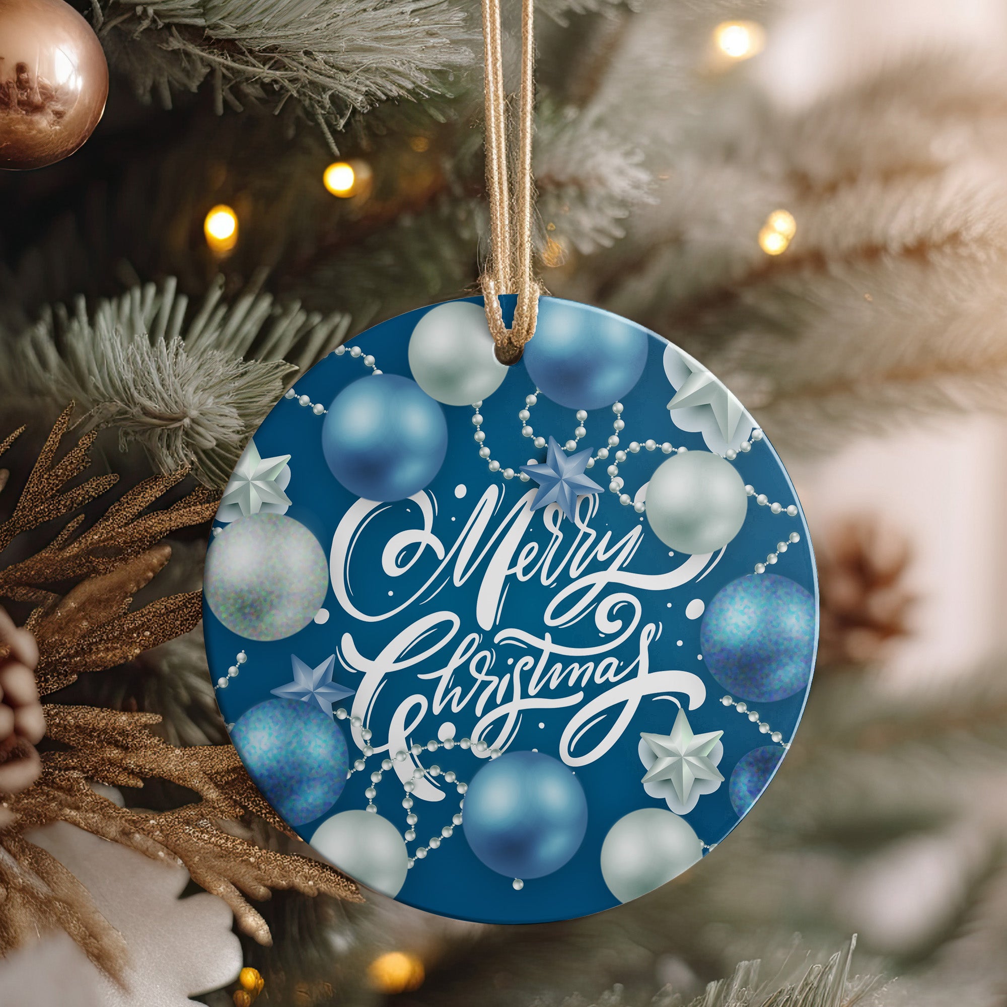 Elegant Personalized Merry Christmas Ceramic Ornament – Handcrafted Holiday Decor with Customization for the Perfect Gift - Image 4