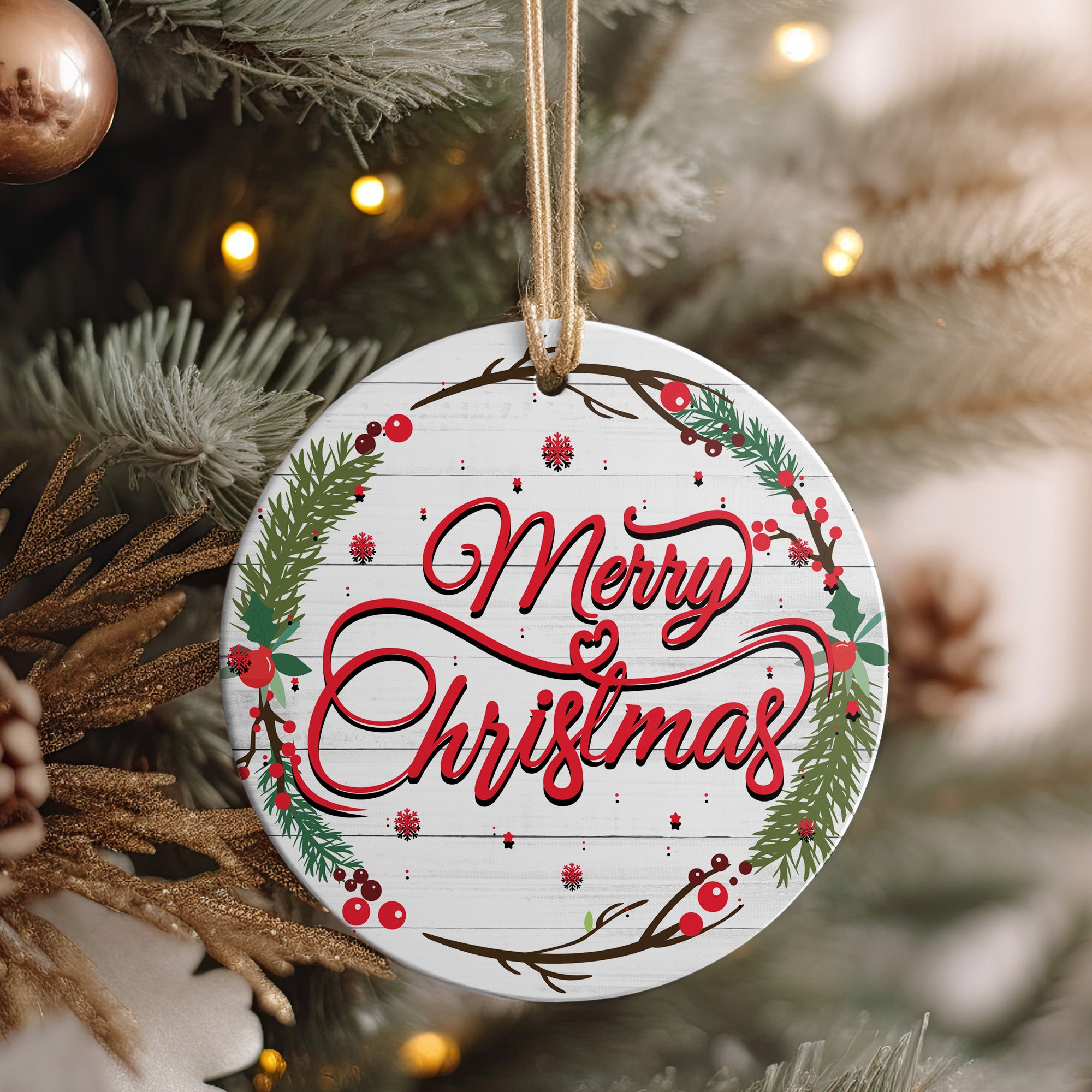 Personalized Merry Christmas Ceramic Ornament - Handcrafted Holiday Keepsake with Festive Design for Gift-Giving - Image 4