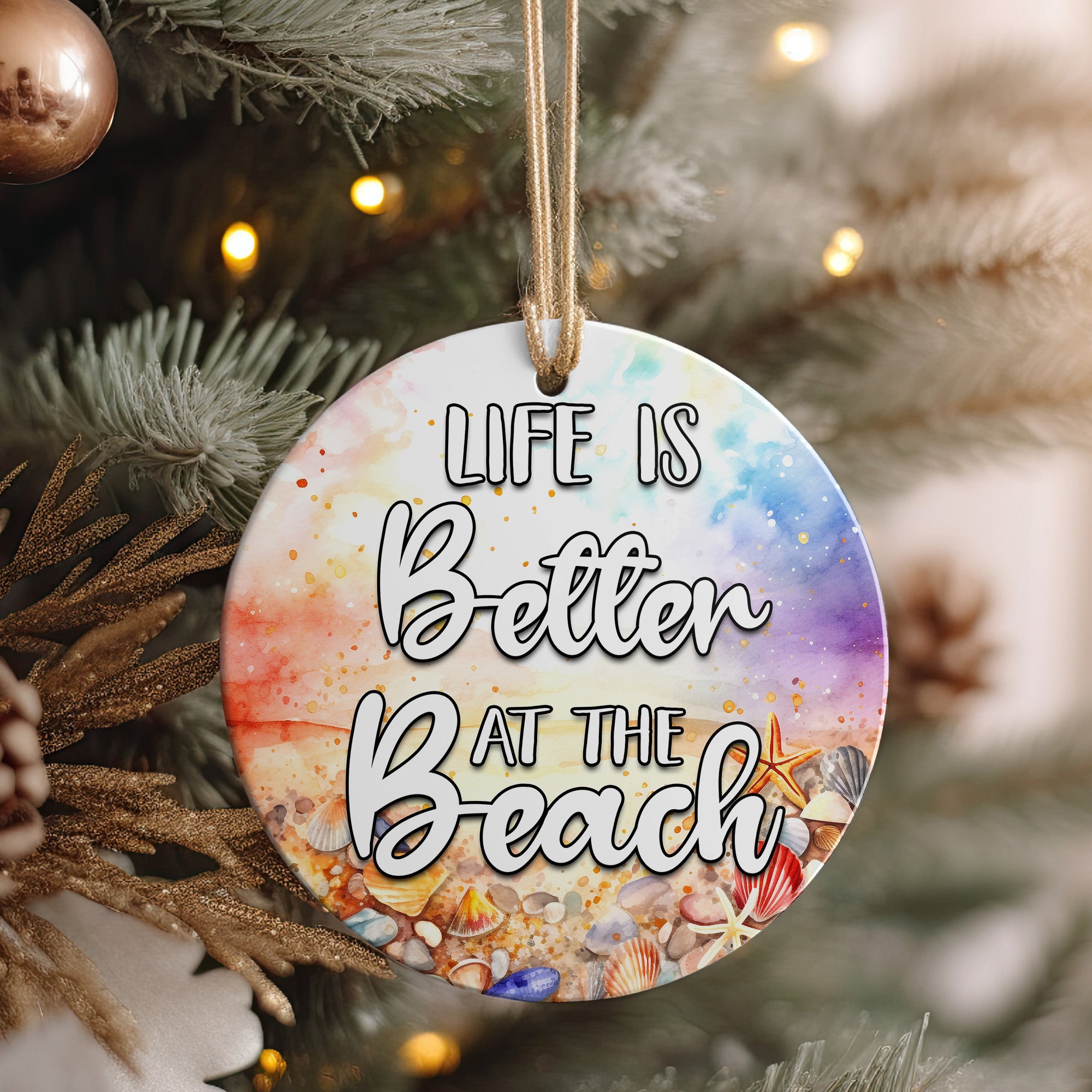 Personalized "Life is Better at the Beach" Ceramic Ornament – Handcrafted Coastal Decor for Beach Lovers - Image 4