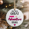 Personalized Pregnancy Announcement Ceramic Ornament – "Our Next Great Adventure Begins" with Customizable Text - Image 4