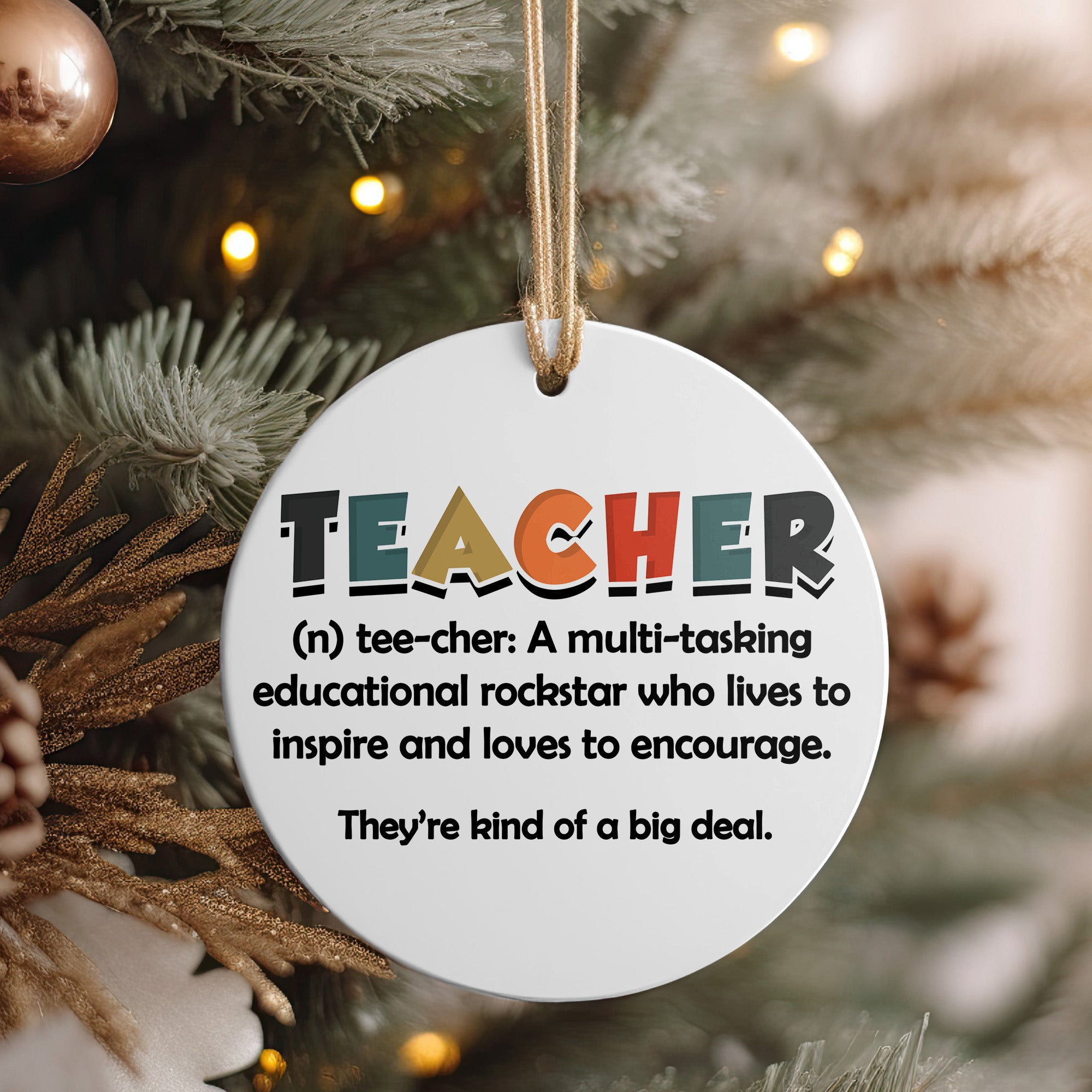 Personalized Teacher Appreciation Ceramic Ornament – Multi-Color Definition Design for Inspiring Educators - Image 4
