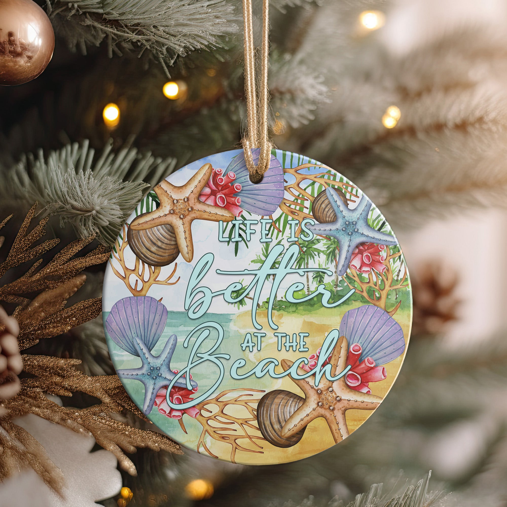 Personalized Coastal Ceramic Ornament - "Life is Better at the Beach" - Handcrafted Ocean-Themed Gift for Beach Lovers - Image 4