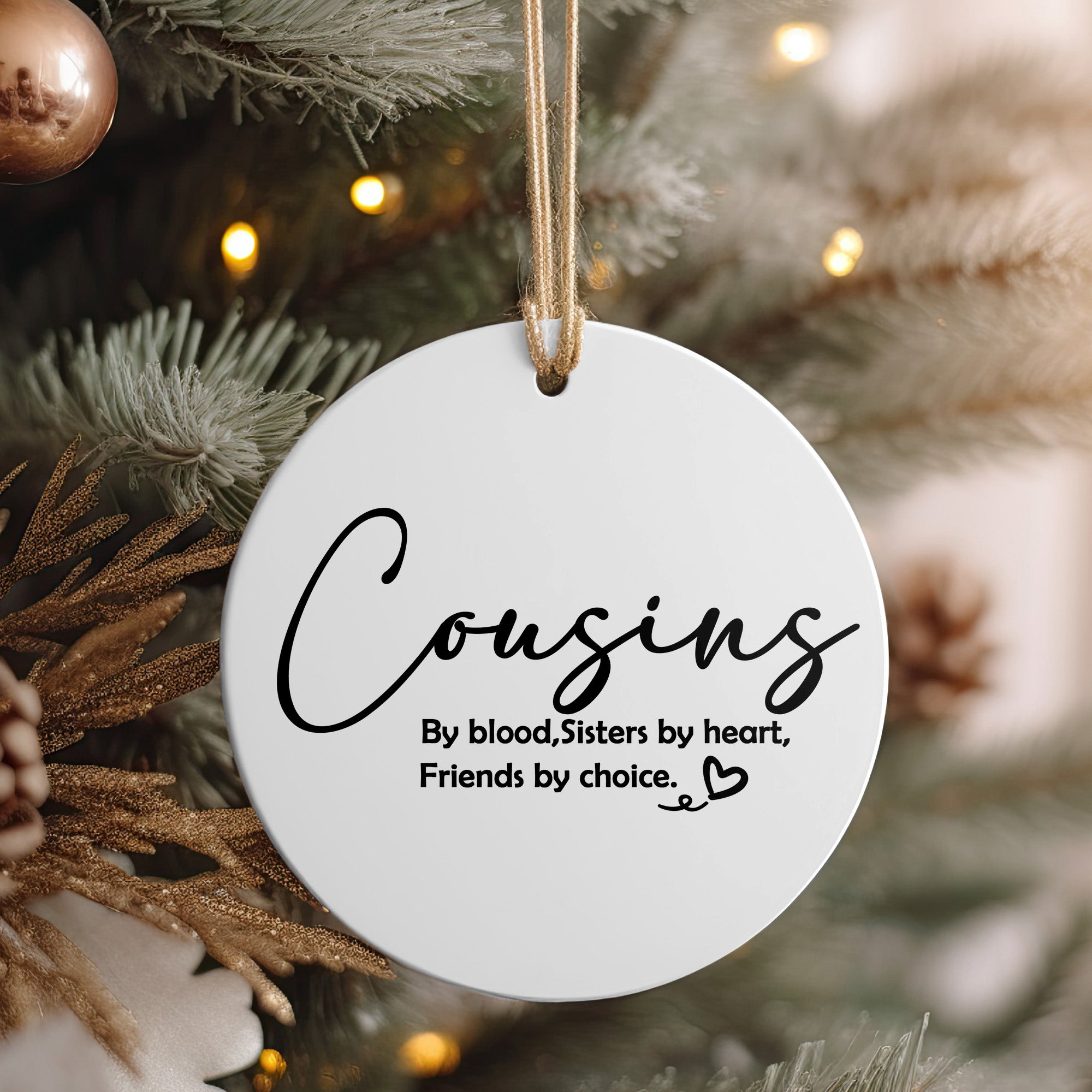 Personalized "Cousins" Ceramic Ornament – Heartfelt Gift for Family and Friends, Sisters by Heart, Friendship Keepsake - Image 4
