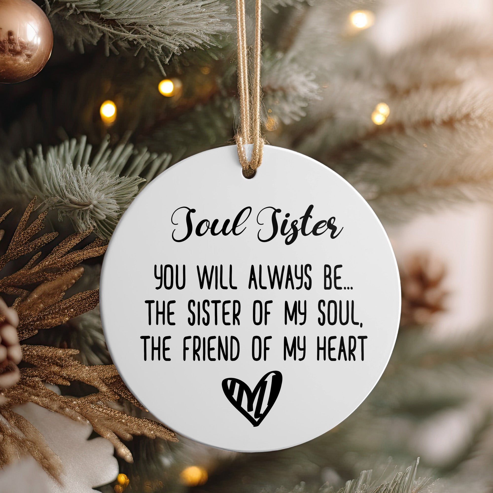 Personalized "Soul Sister" Ceramic Ornament - Heartfelt Friendship Gift for Special Occasions - Image 4