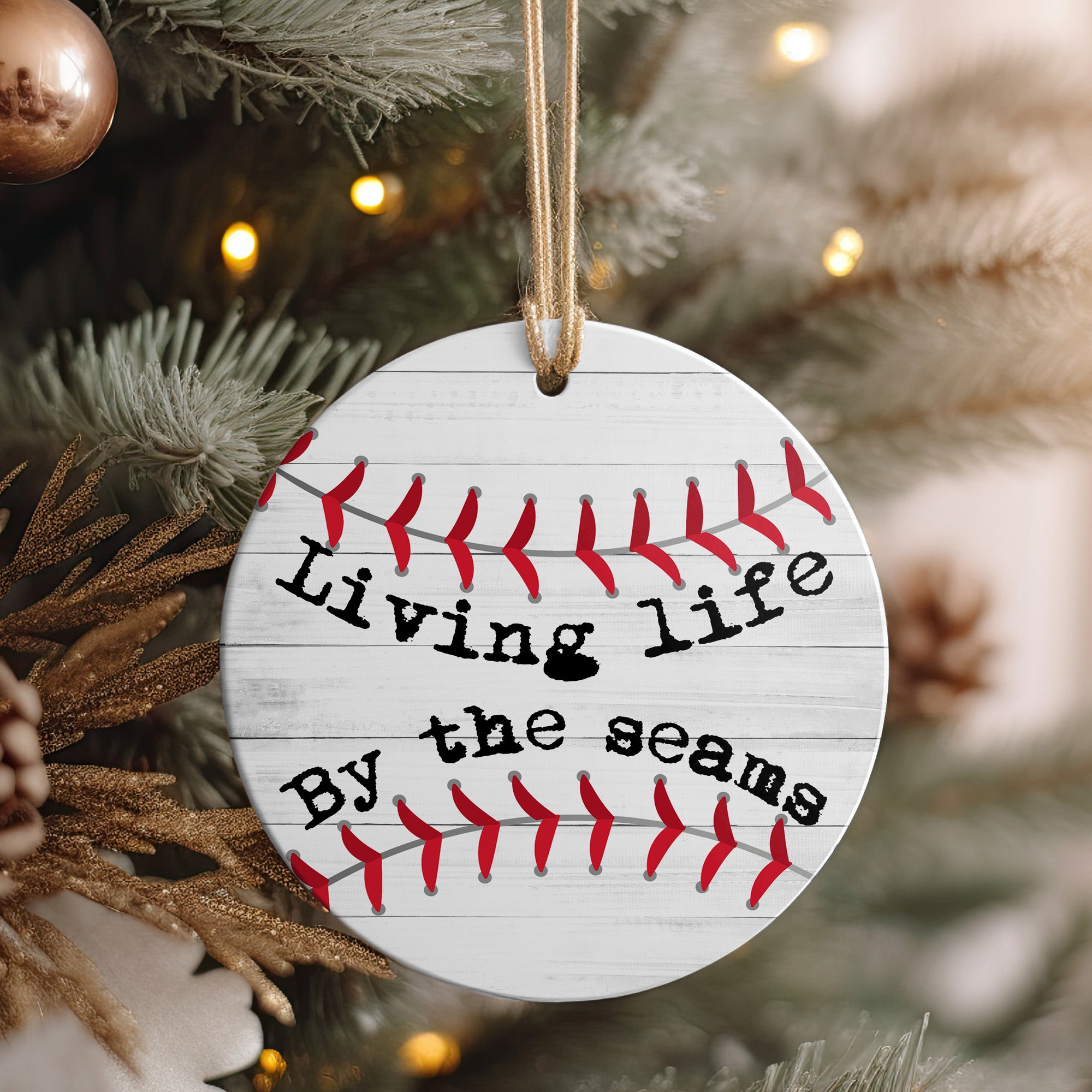 Personalized Baseball-Themed Ceramic Ornament - "Living Life By the Seams" - Custom Sports Gift for Fans & Players - Image 4