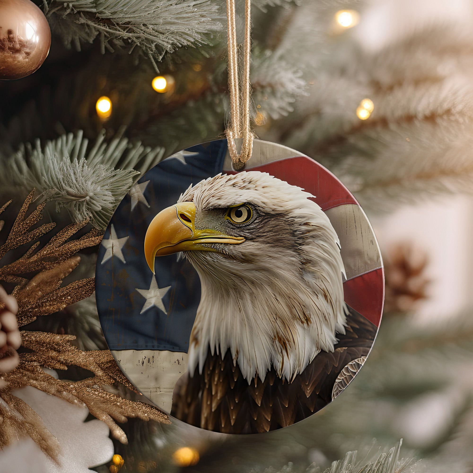 Personalized Bald Eagle Ceramic Ornament – Handcrafted Patriotic Decor with Customizable Touch for Unique Gift-Giving Moments - Image 4