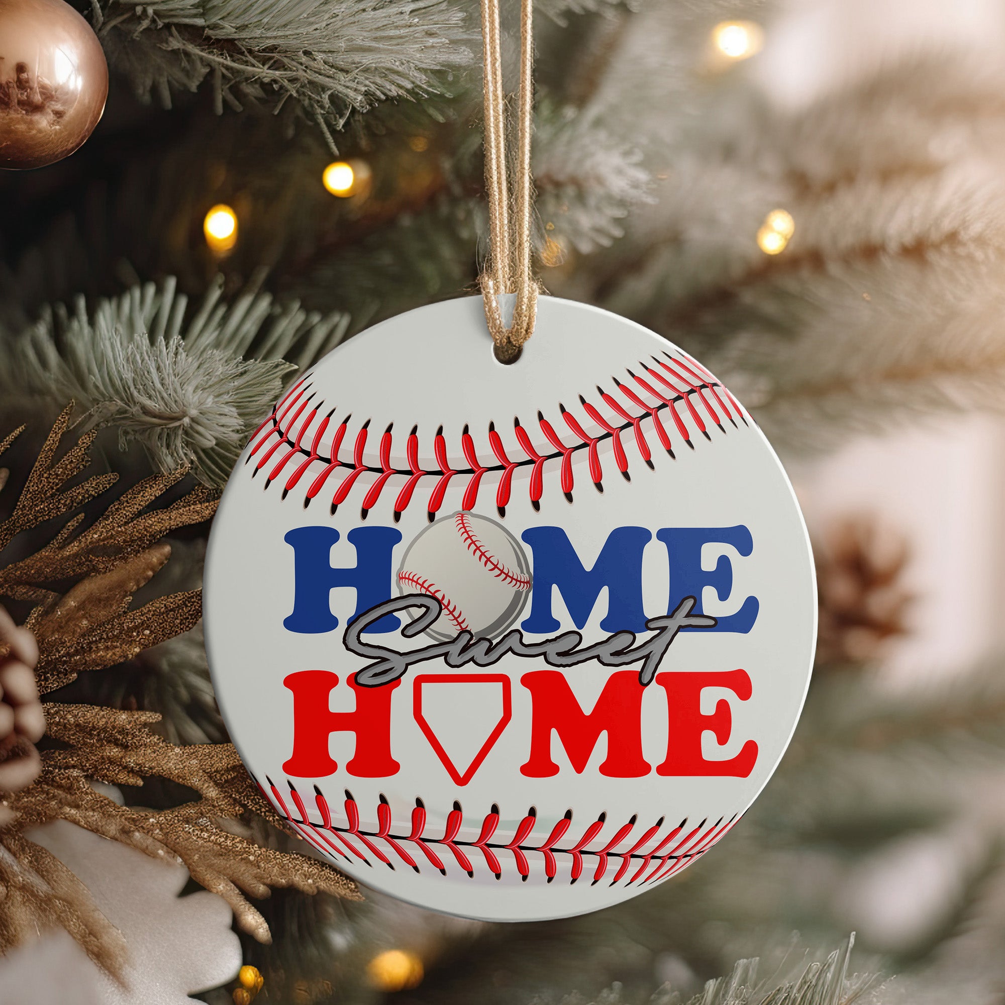 Personalized "Home Sweet Home" Baseball Ceramic Ornament – Perfect for Sports Enthusiasts and Gift Giving - Image 4