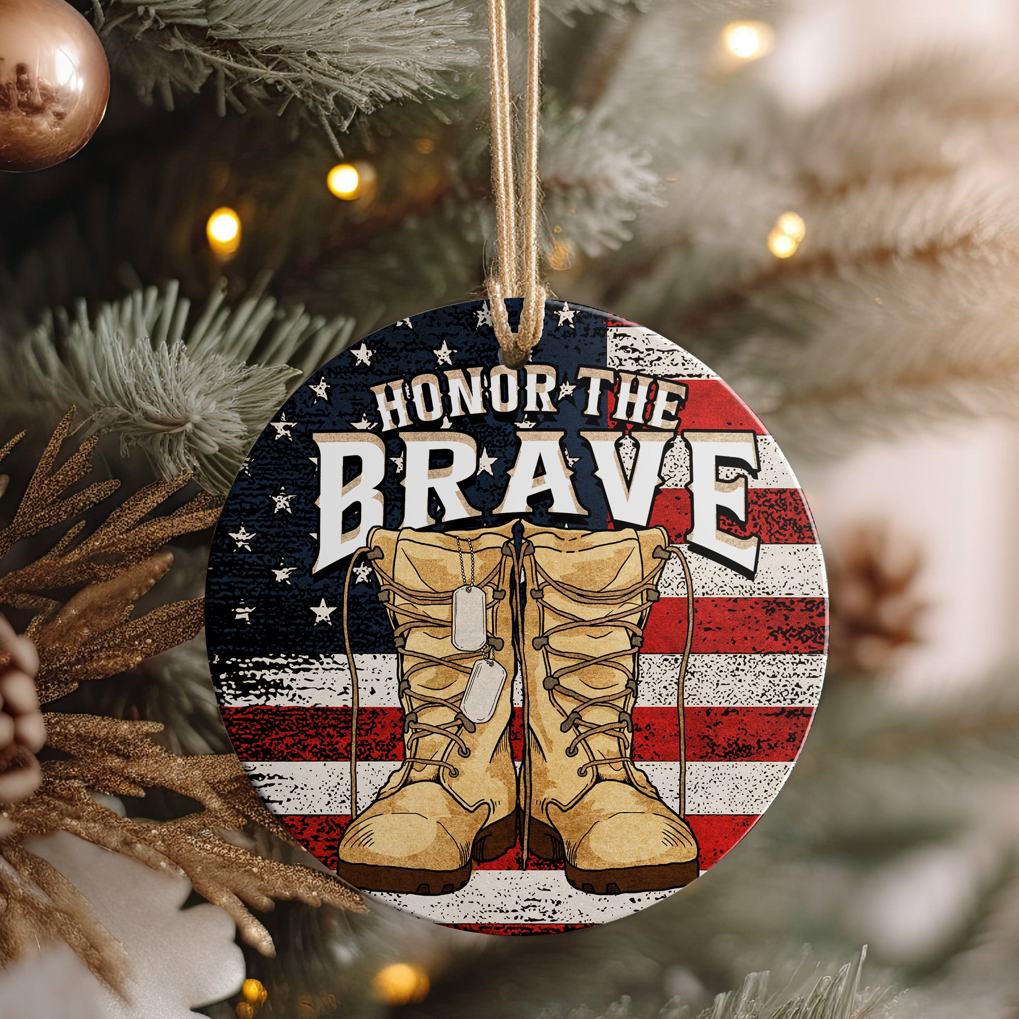 Personalized "Honor the Brave" Ceramic Ornament - Handmade Military Tribute, Perfect for Veterans & Memorial Gifts - Image 4