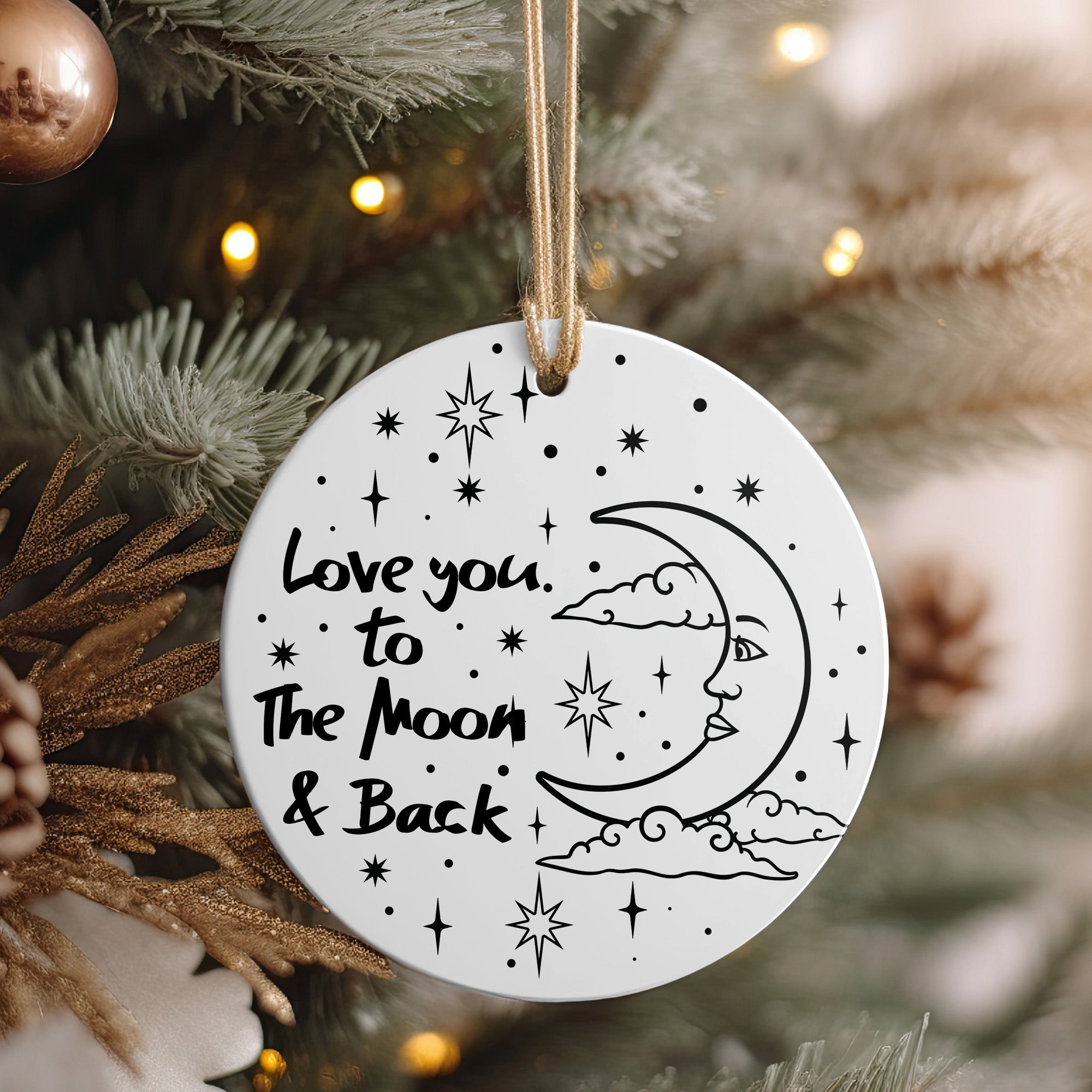 Personalized "Love You to the Moon & Back" Ceramic Ornament - Handcrafted Gift for Any Occasion - Image 4