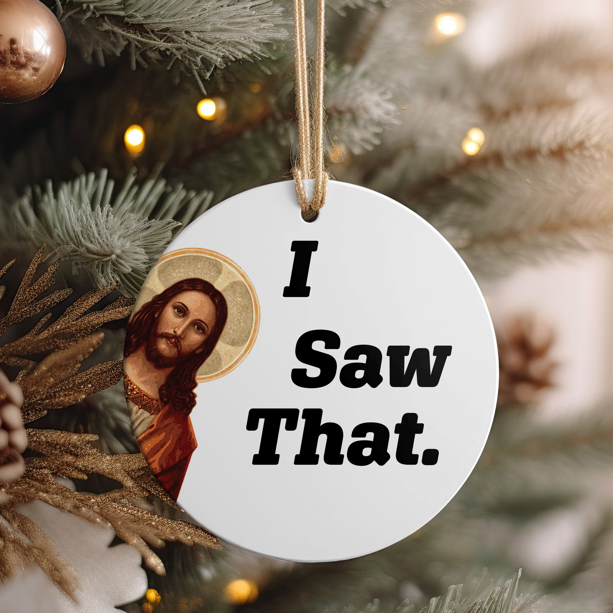 Personalized "I Saw That" Ceramic Ornament – Handcrafted Holiday Decor with Custom Engraving - Image 4