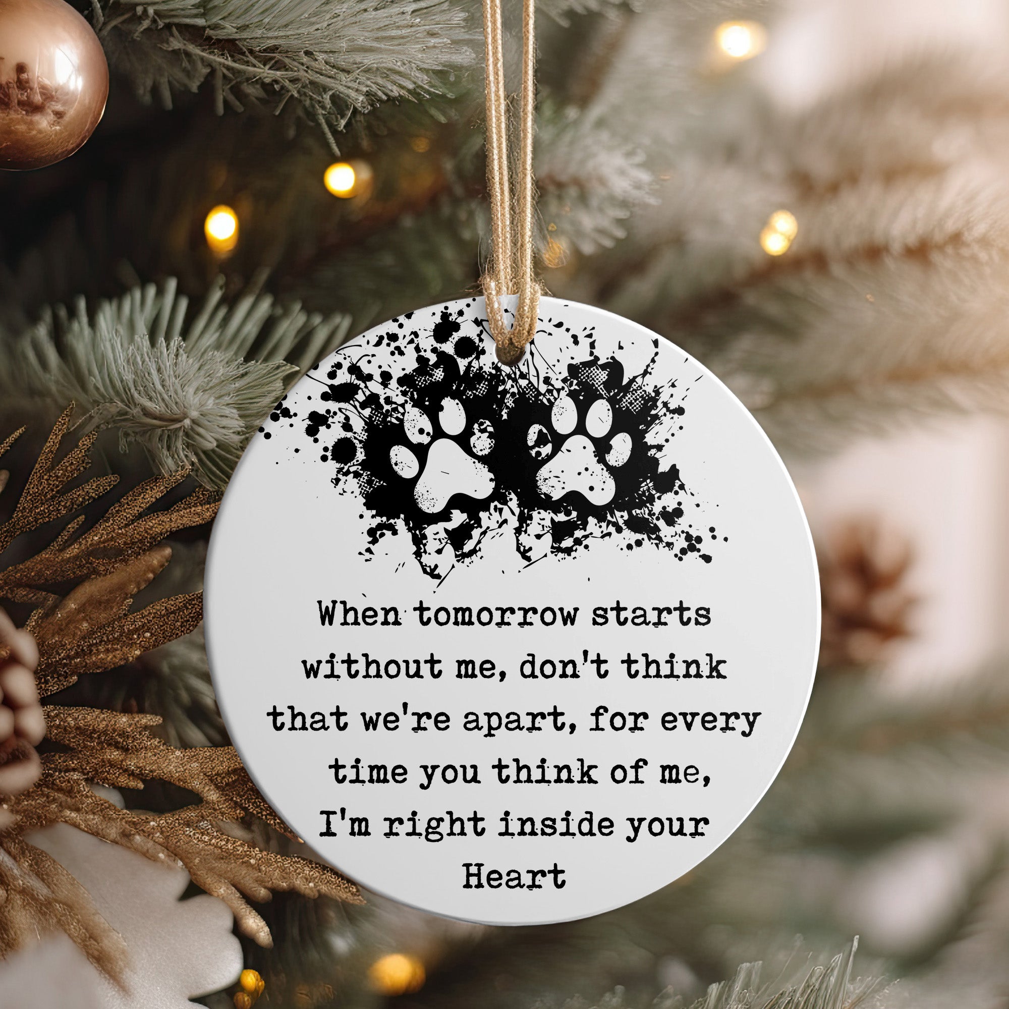 Personalized Pet Memorial Ceramic Ornament - Heartfelt Pet Loss Keepsake Gift with Paw Print Design - Image 4