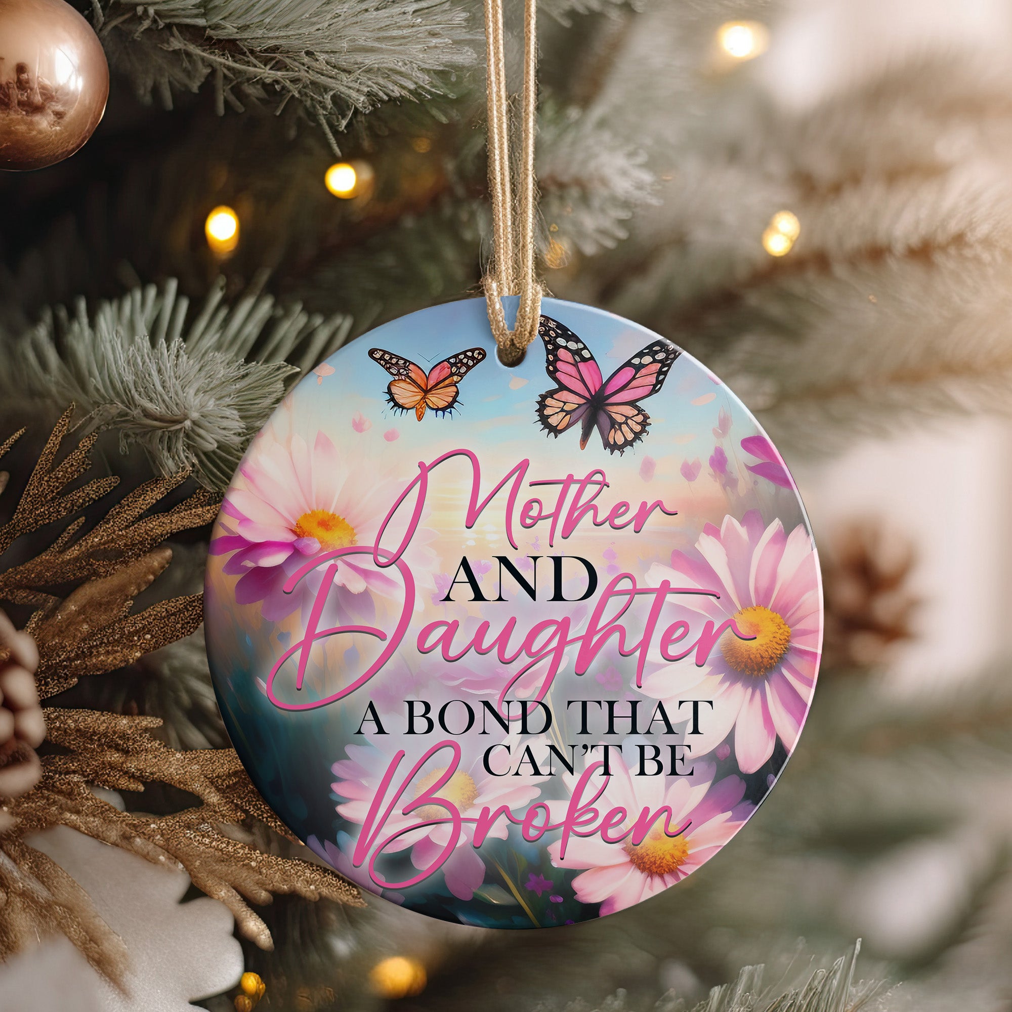 Personalized Mother and Daughter Ceramic Ornament – Handcrafted Floral Design with Heartfelt Message for Unbreakable Bonds - Image 4