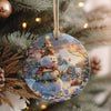 Personalized Winter Wonderland Ceramic Ornament - Handcrafted Snowman and Cozy Cabin Scene - Perfect Holiday Gift - Image 4