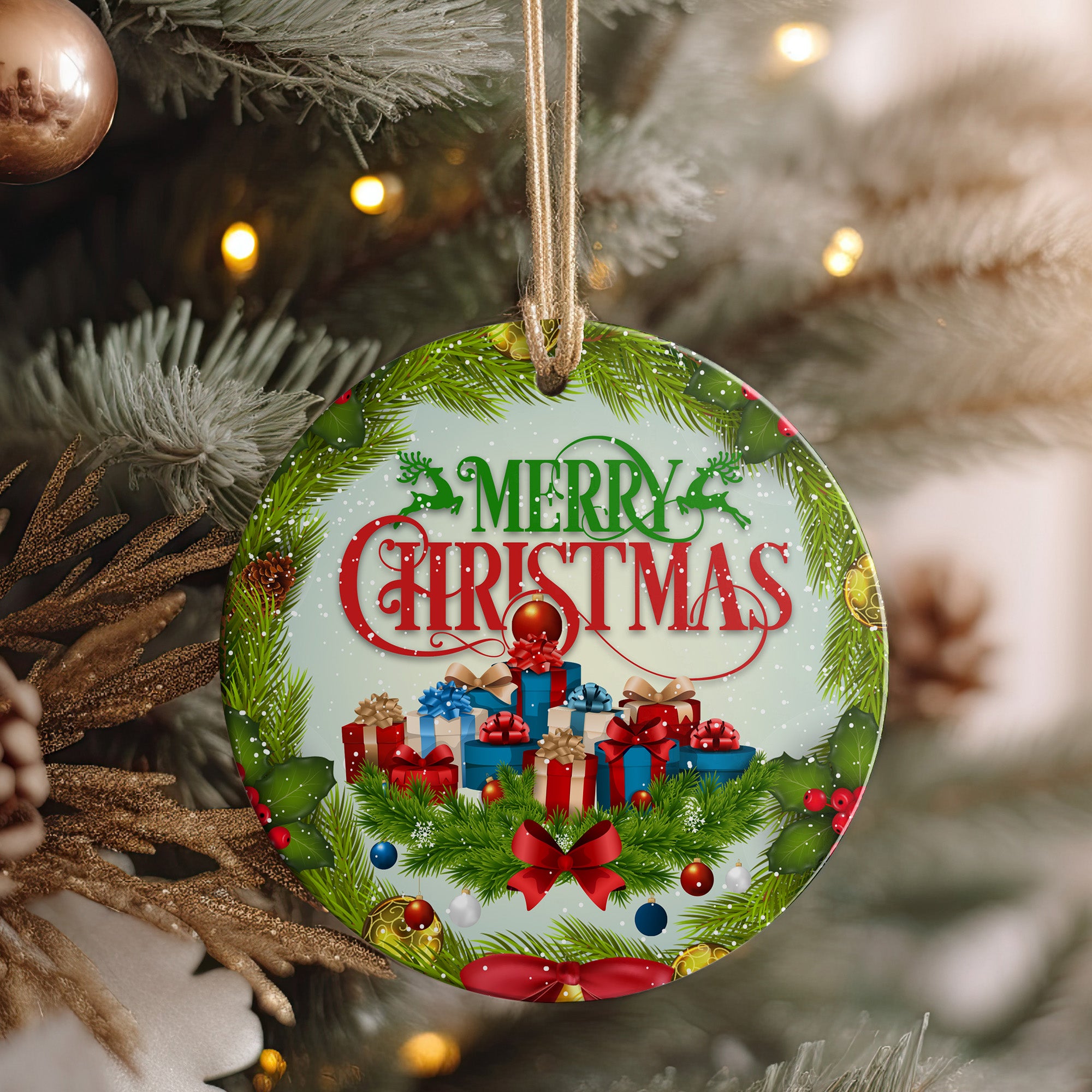 Personalized Merry Christmas Ceramic Ornament - Handcrafted Gift with Custom Options for a Festive Touch - Image 4