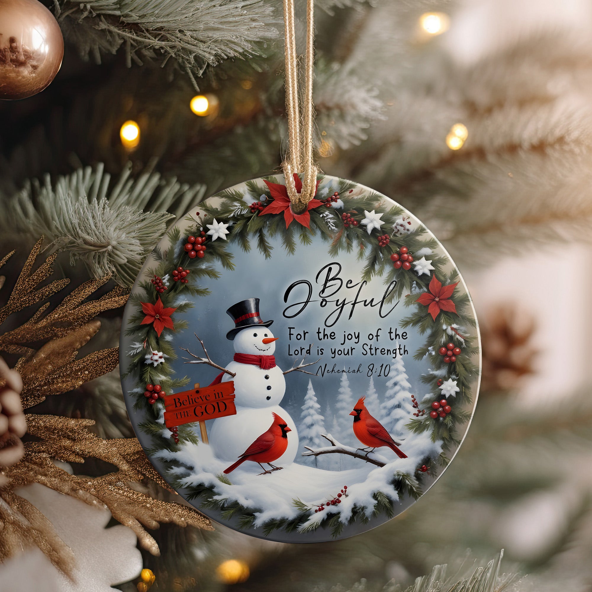 Personalized Handmade Joyful Snowman Ceramic Ornament - Perfect Holiday Gift with Biblical Inspiration - Image 4