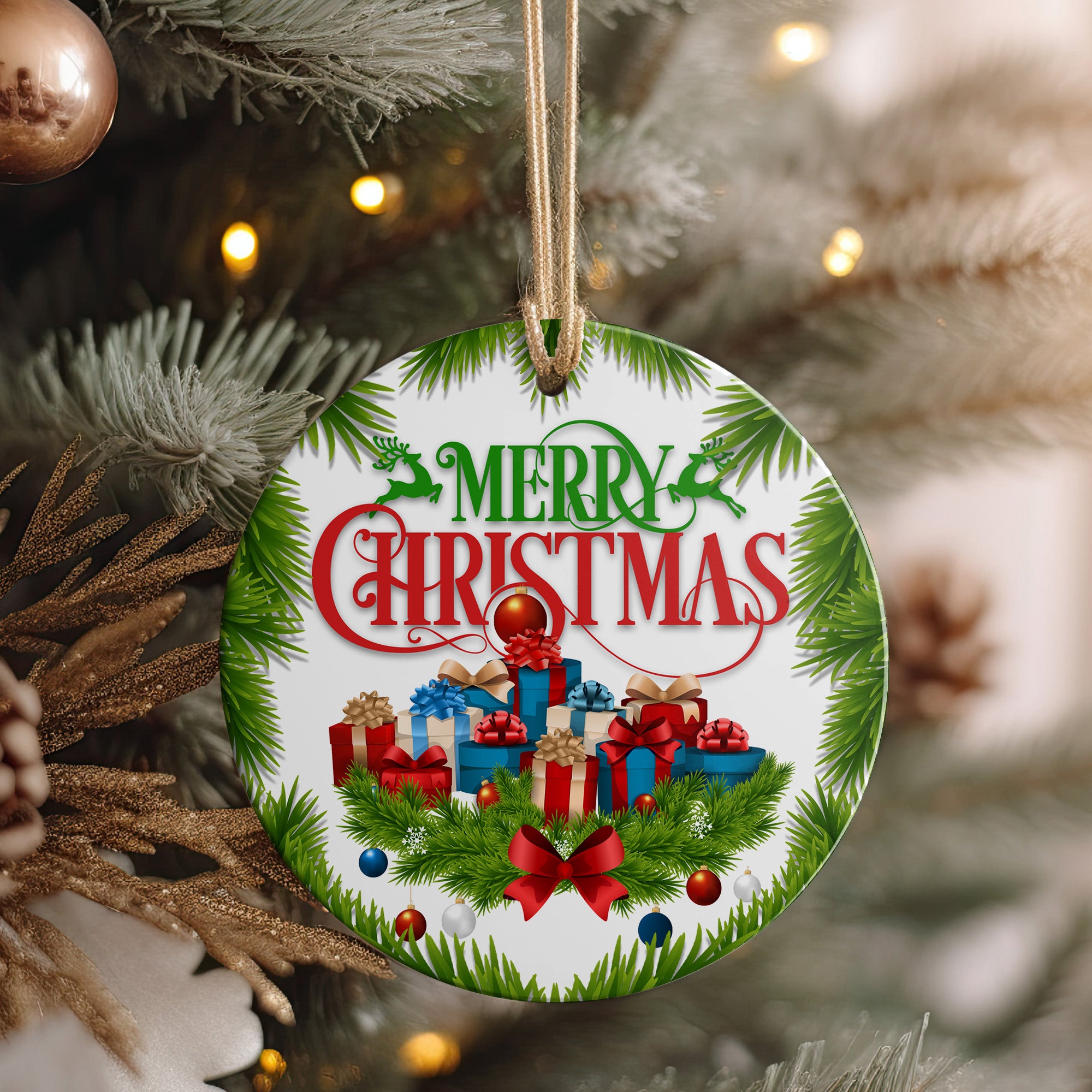Personalized Merry Christmas Ceramic Ornament – Handcrafted Holiday Décor with Festive Design and Customization Options for Perfect Gift-Giving - Image 4