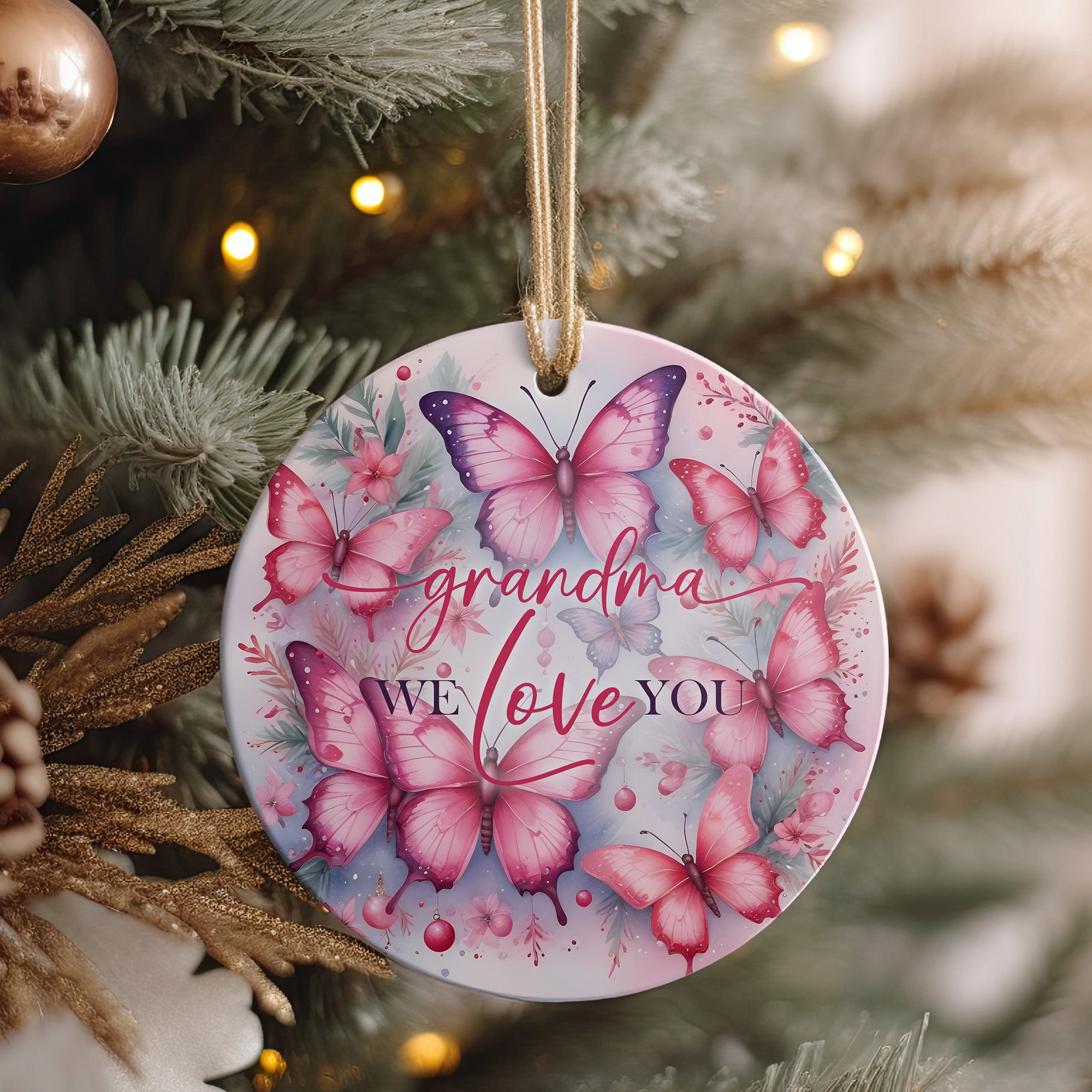 Personalized "Grandma, We Love You" Ceramic Ornament - Handcrafted Butterfly Design for Lasting Memories and Heartfelt Gift-Giving - Image 4