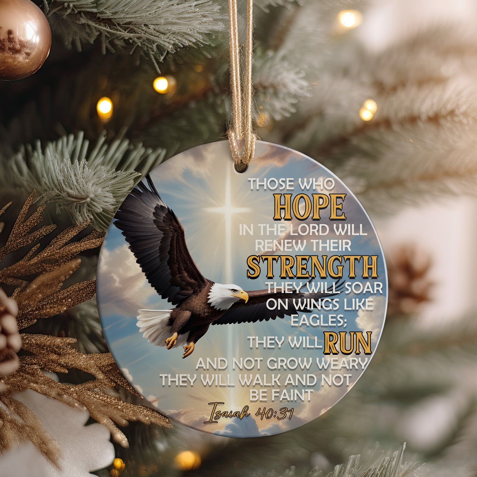 Personalized Eagle Faith Ceramic Ornament – Inspirational Isaiah 40:31 Decor, Perfect for Uplifting Gifts - Image 4