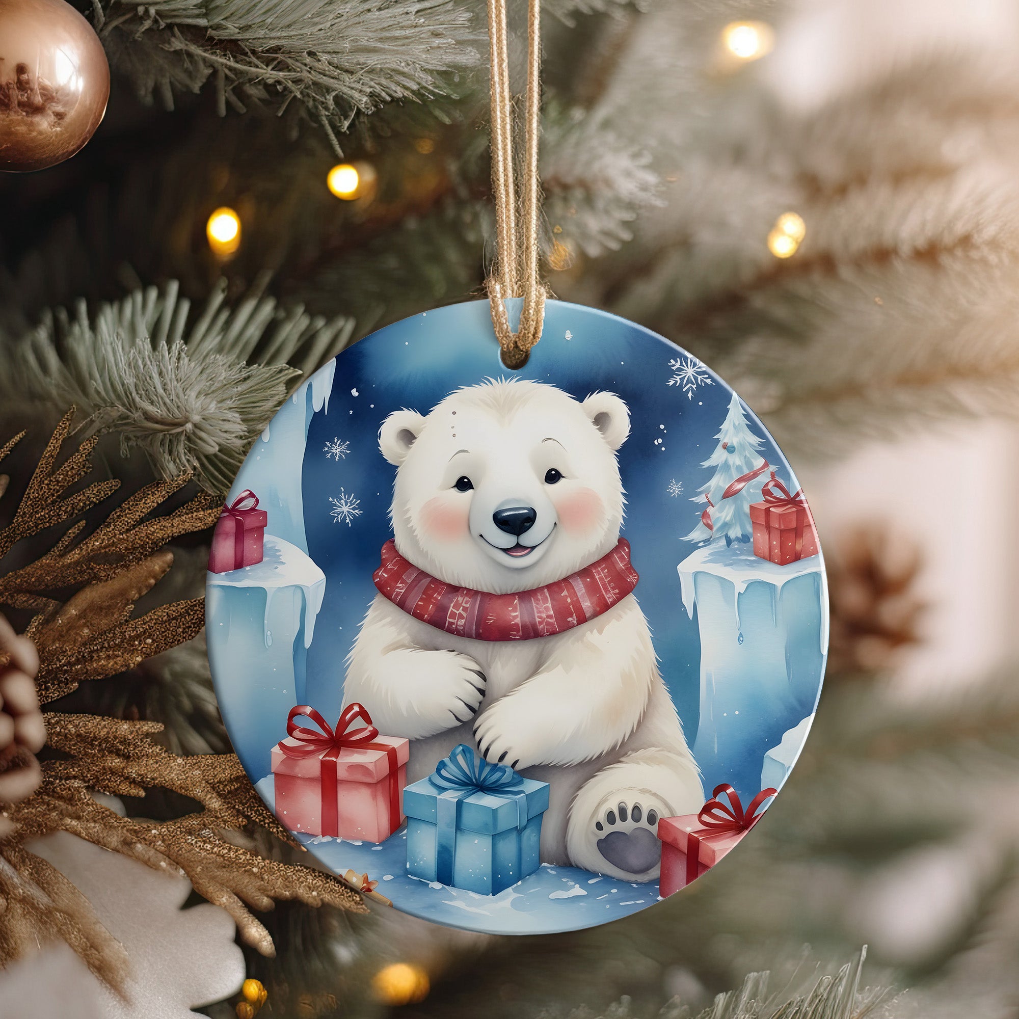 Personalized Polar Bear Christmas Ornament – Handmade Ceramic Gift with Cute Winter Design for Holiday Magic - Image 4