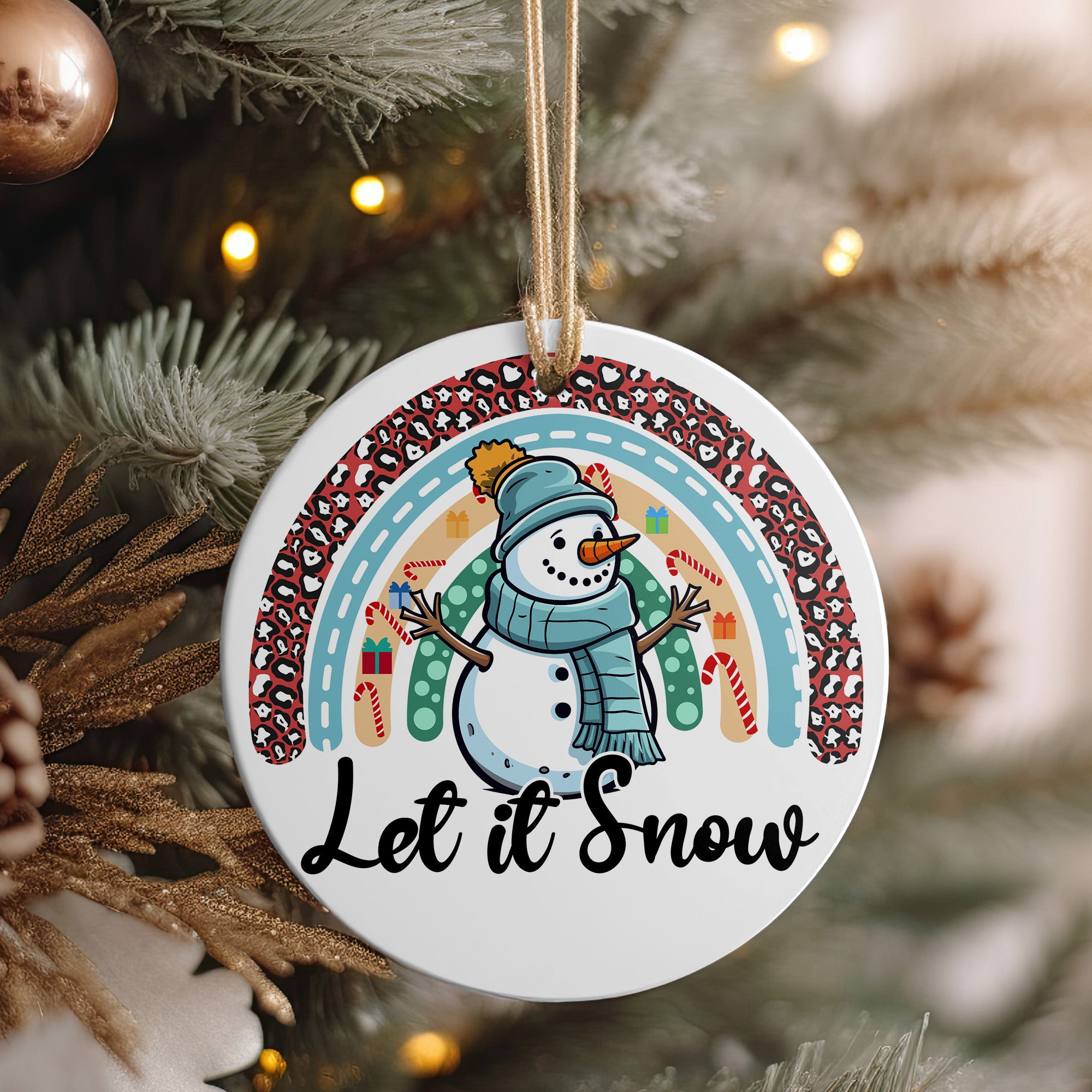 Personalized "Let it Snow" Ceramic Ornament - Handcrafted Snowman Keepsake for Christmas & Gifts - Image 4