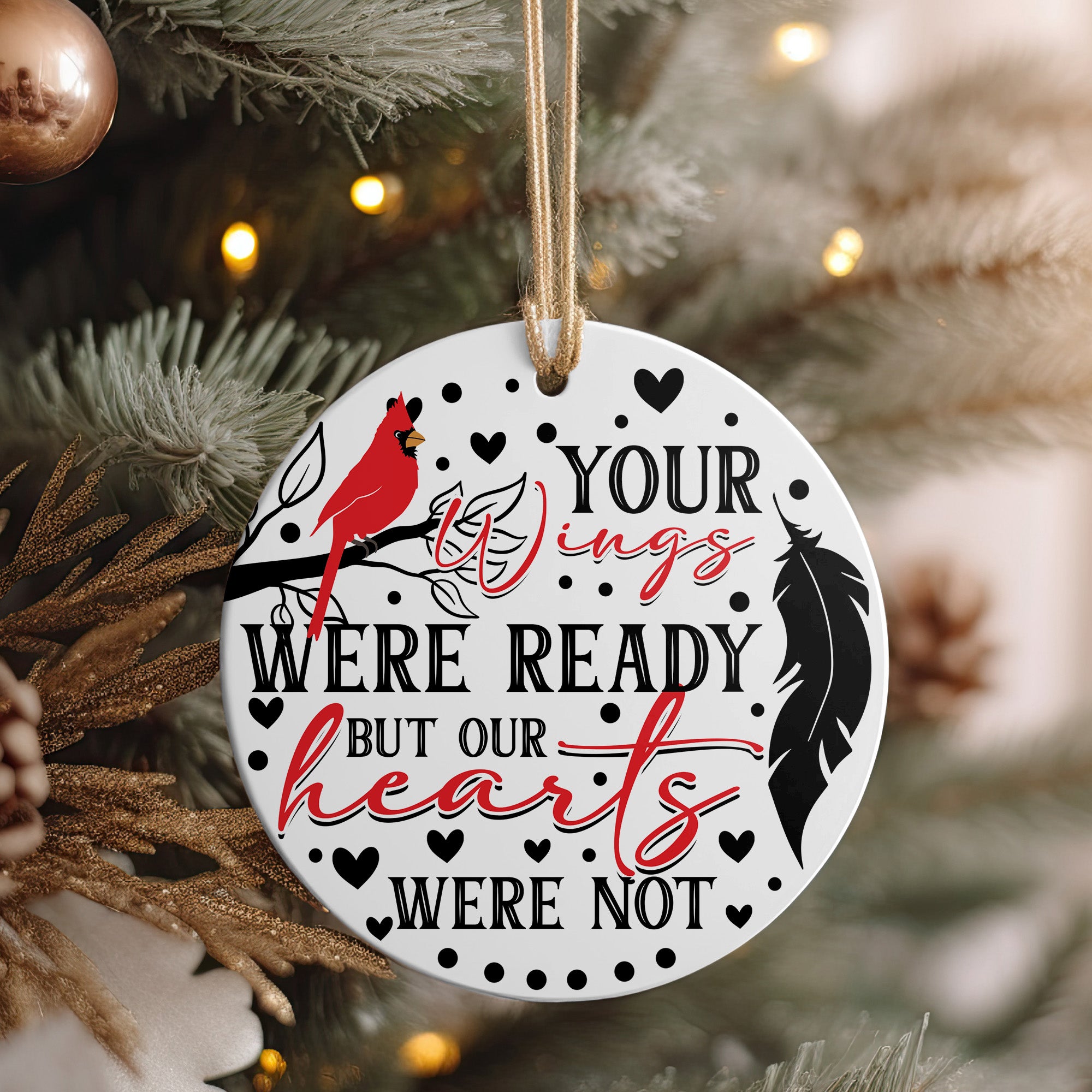 Personalized Memorial Ceramic Ornament with Cardinal and Feather Design – Heartfelt Keepsake for Loved Ones - Image 4