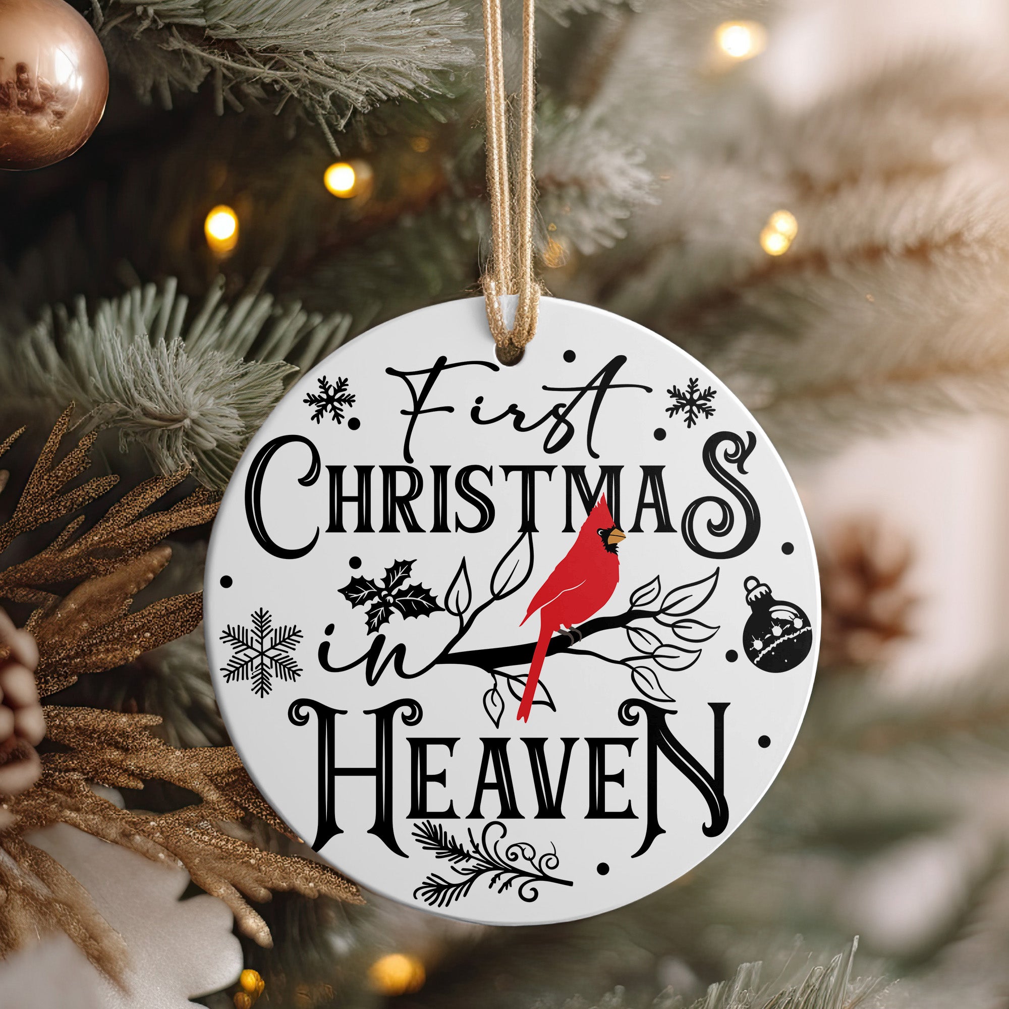 Personalized "First Christmas in Heaven" Ceramic Ornament with Cardinal Design - Thoughtful Memorial Gift - Image 4
