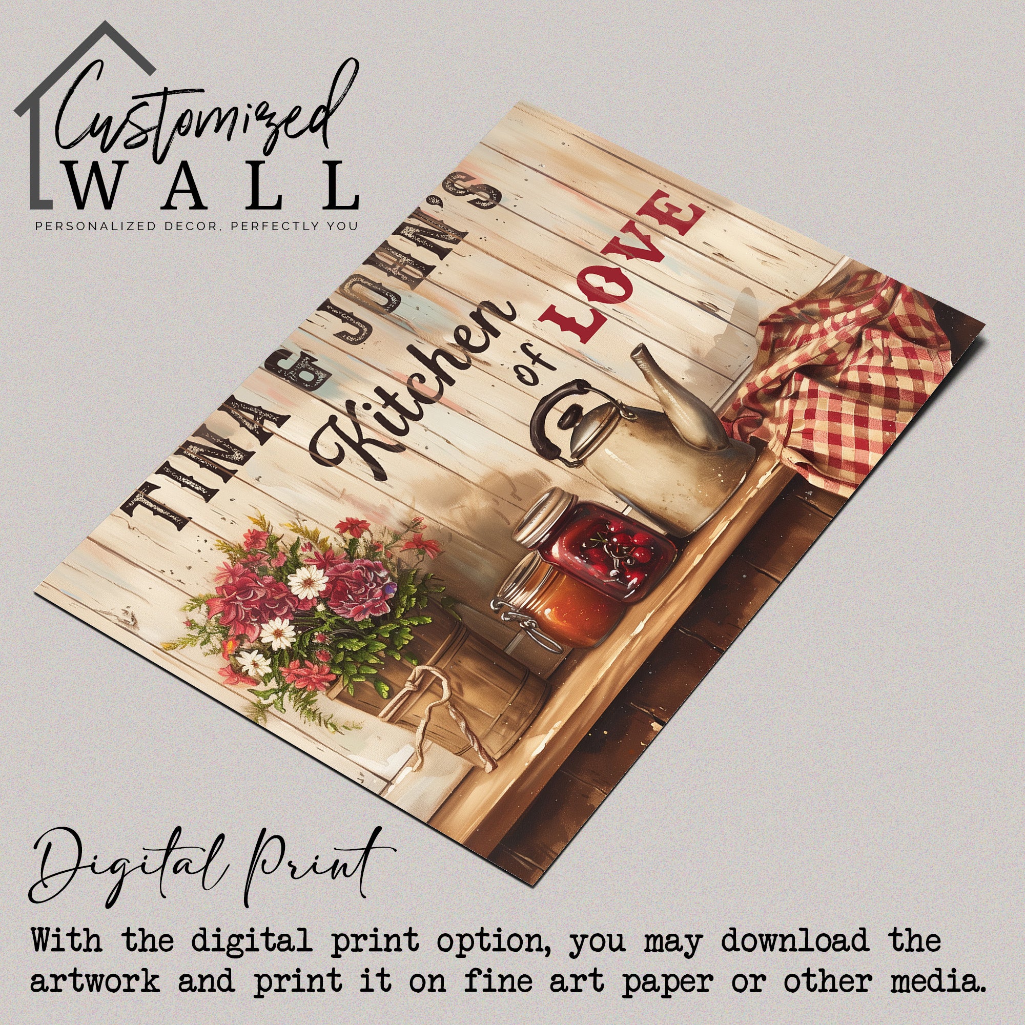 Personalized Rustic Kitchen Canvas Wall Art - Customize Your "Kitchen of Love" with Premium Materials and Heartfelt Design - Image 4