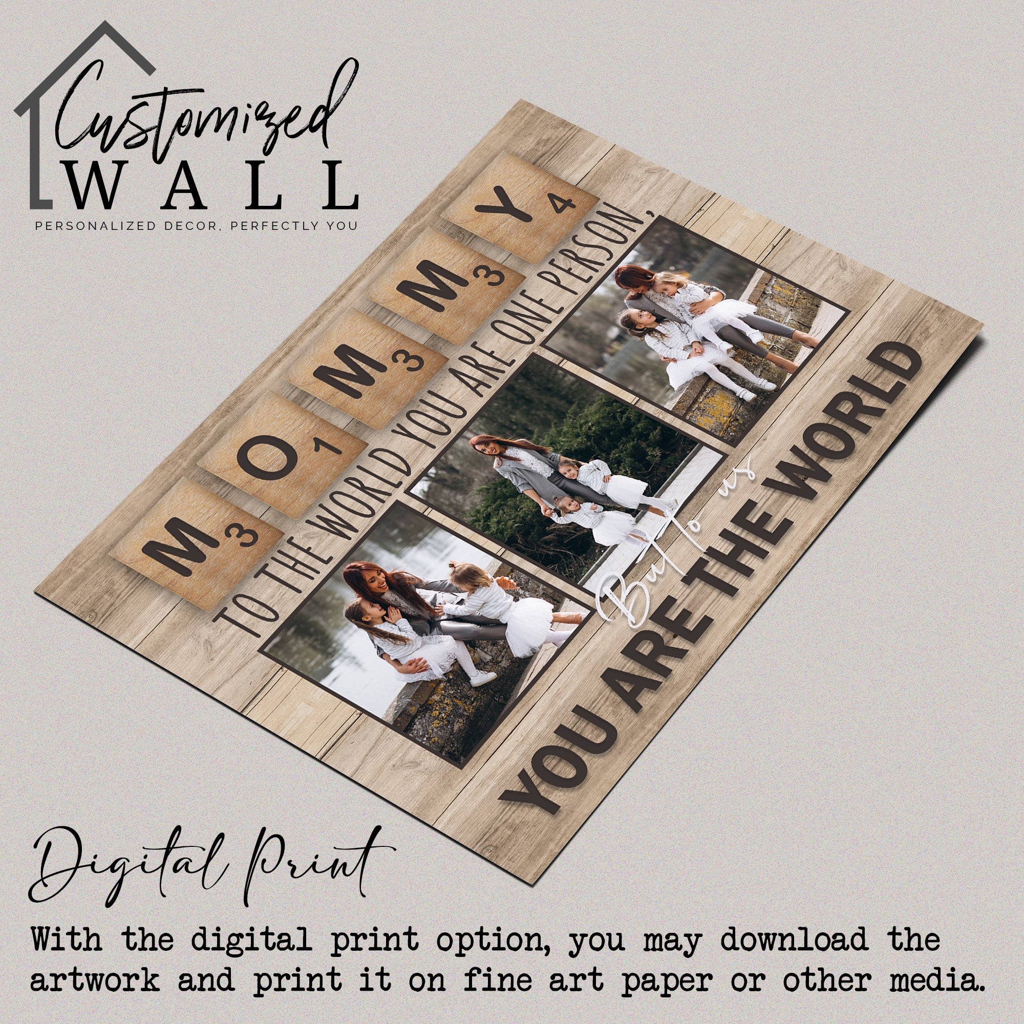 Customizable "You Are the World" Family Photo Wrapped Canvas – Perfect Personalized Gift for Mom on Mother's Day or Special Occasions - Image 4