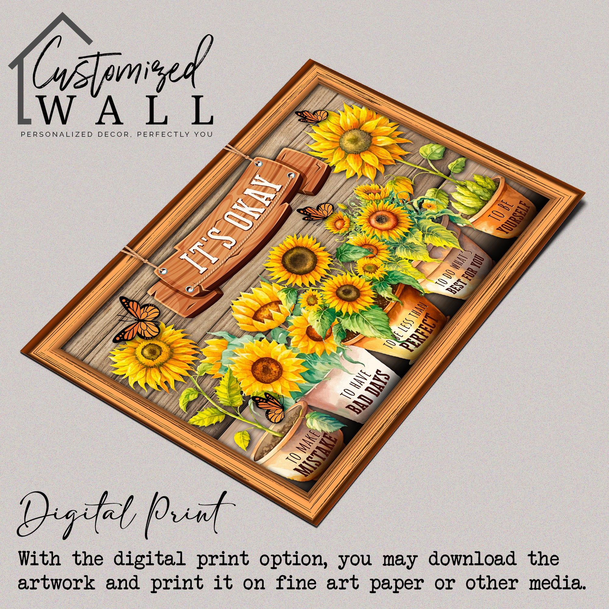 Personalized Sunflower Inspirational Canvas Wall Art - Handmade Motivational Gift for Home Decor - Image 4