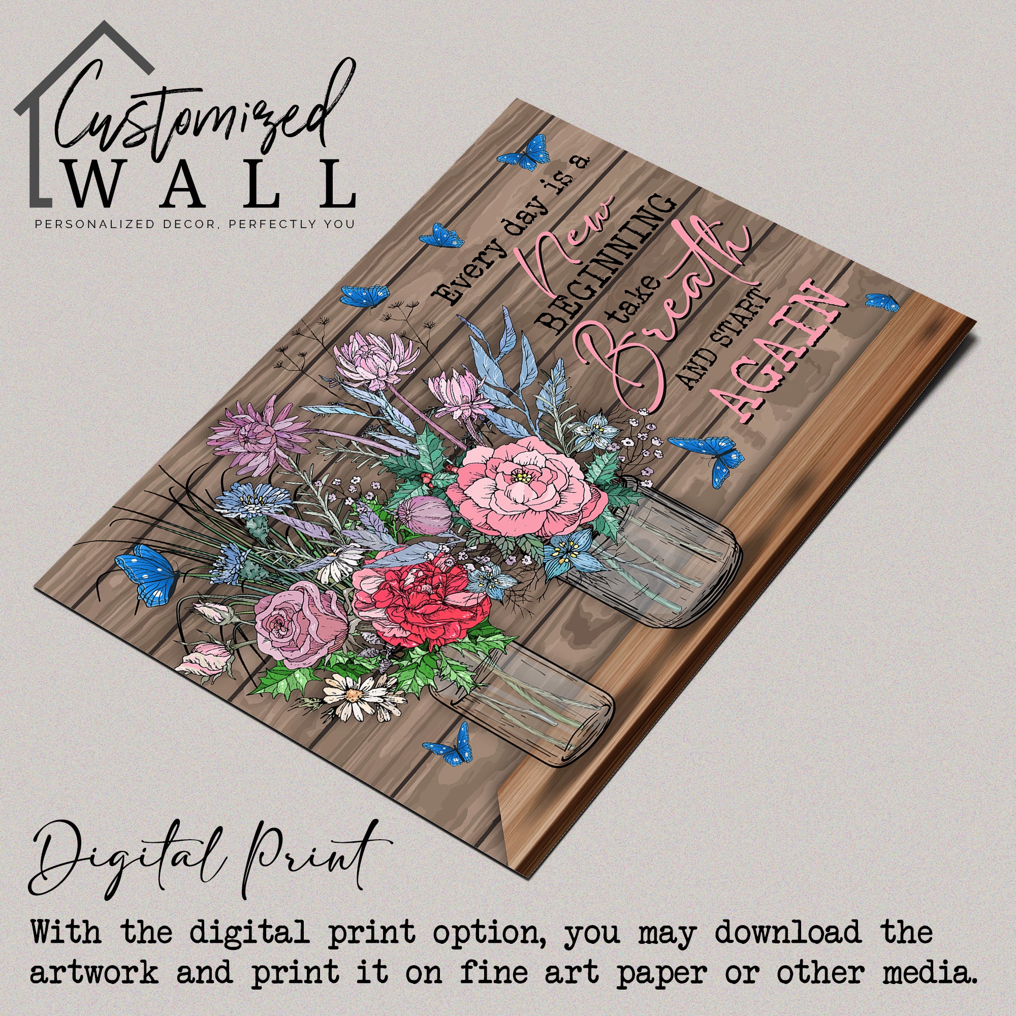 Personalized Floral & Inspirational Quote Wrapped Canvas - Handmade Art for Home Décor & Gift-Giving, Perfect for New Beginnings - Image 4