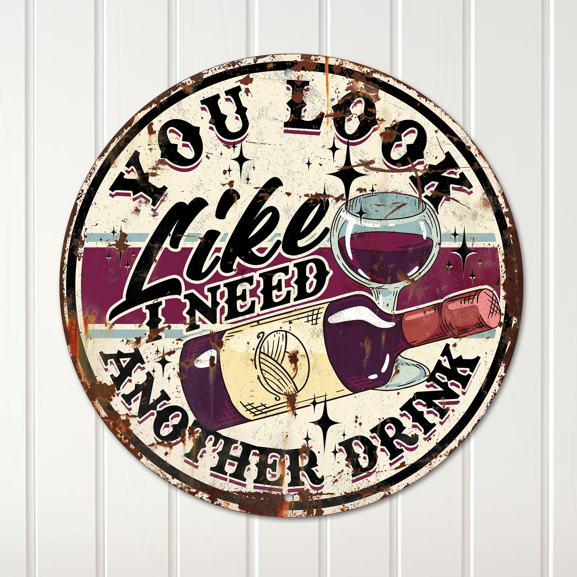 Personalized Wine-Themed Round Metal Sign for Home Décor – Perfect Gift for Wine Lovers - Image 4