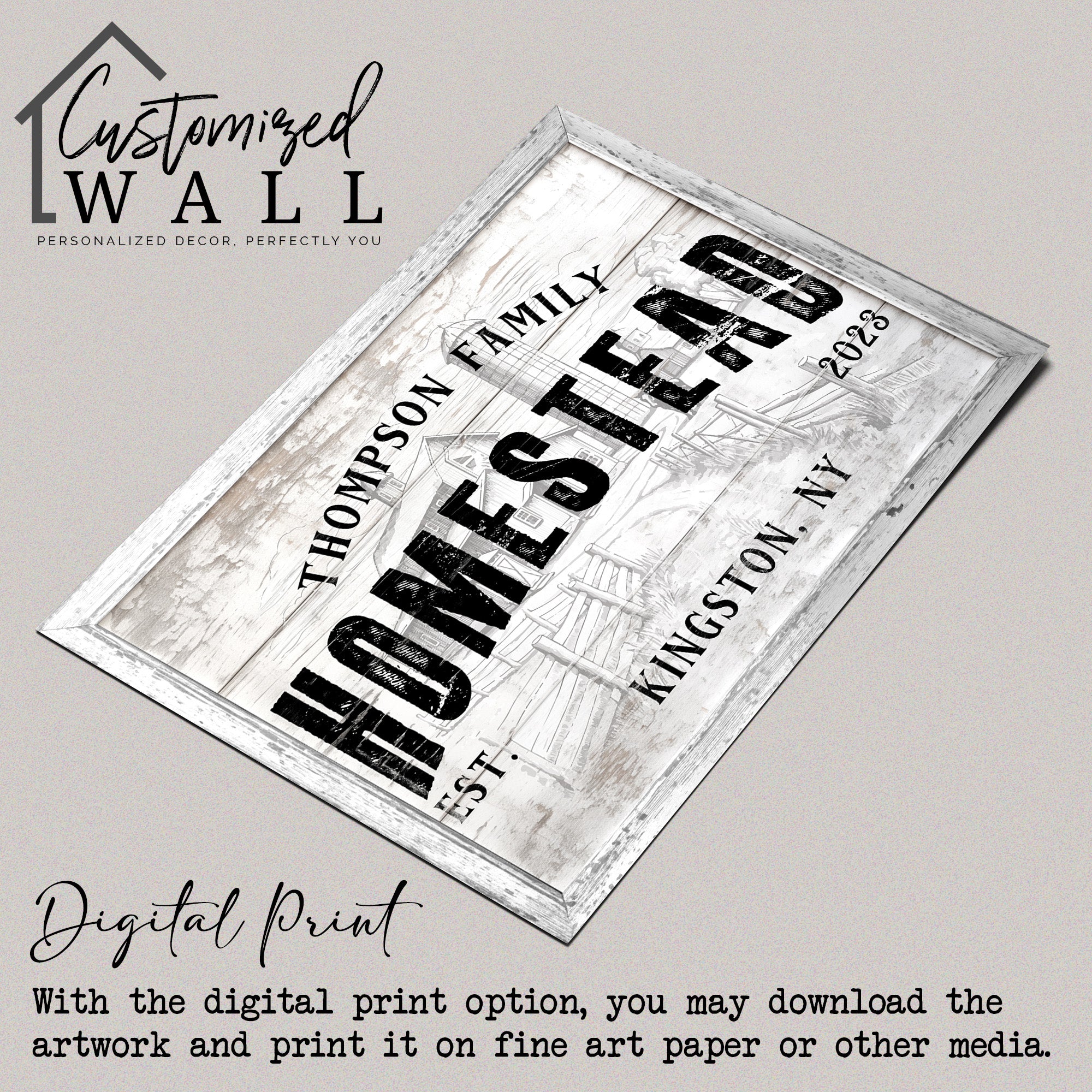 Personalized Rustic Farmhouse Family Name Canvas Sign - Customizable Homestead Wall Art for Home Decor or Gift - Image 4