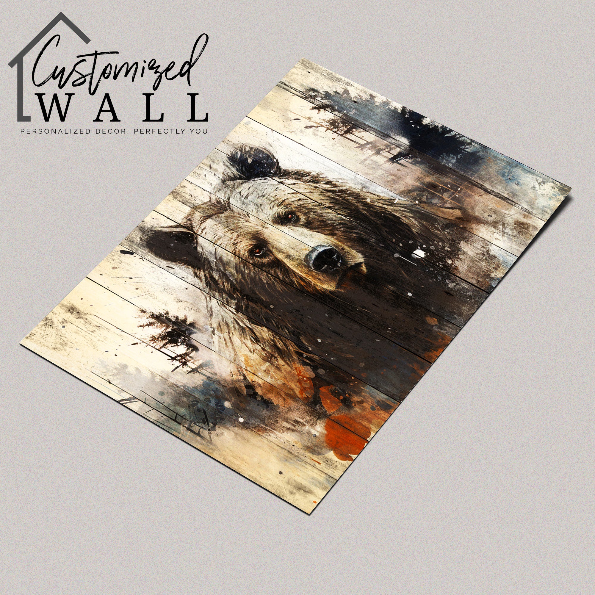 Personalized Handcrafted Bear Art Wrapped Canvas – Rustic Wildlife Decor for Nature Lovers & Unique Gifts - Image 4