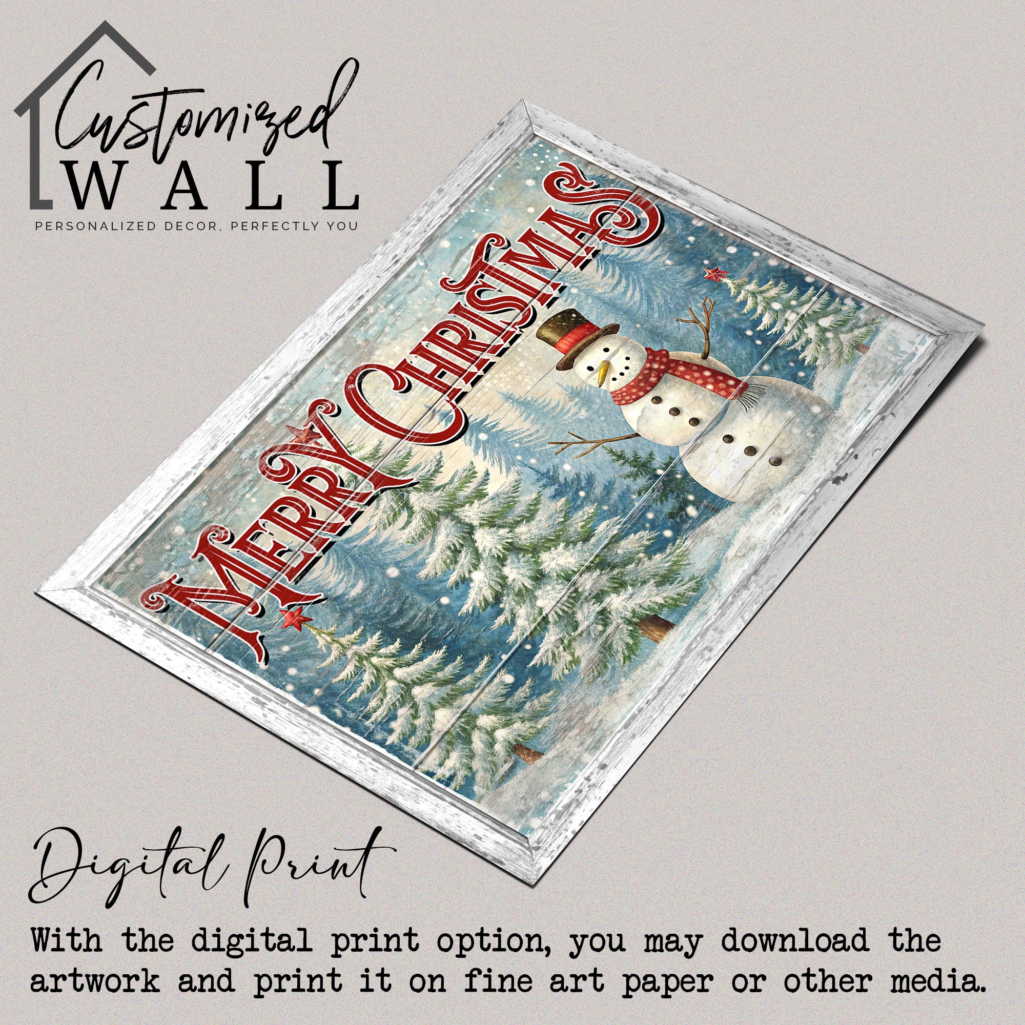 Personalized Merry Christmas Snowman Wrapped Canvas - Rustic Holiday Decor with Customizable Message and Premium Quality - Image 4