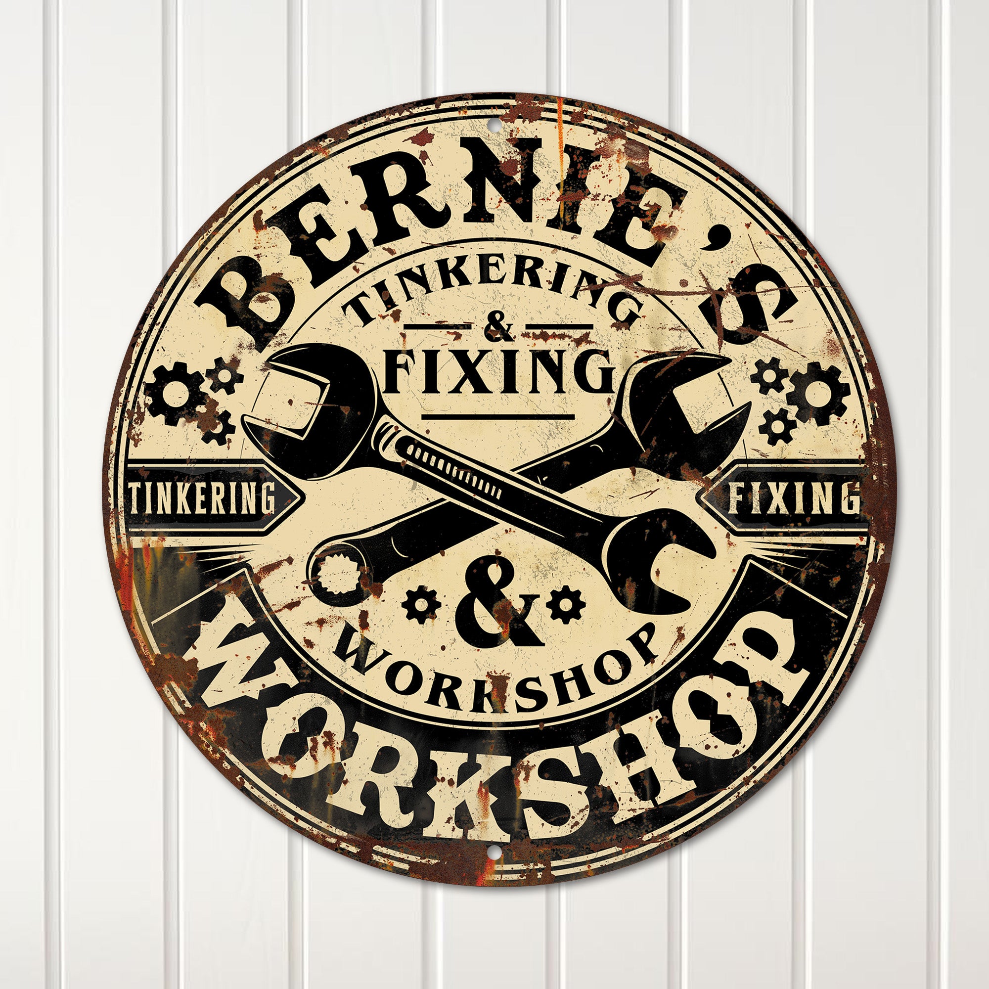Personalized Metal Workshop Sign - Customizable Tinkering & Fixing Gift for Handyman's Garage or Home Decor - Image 4
