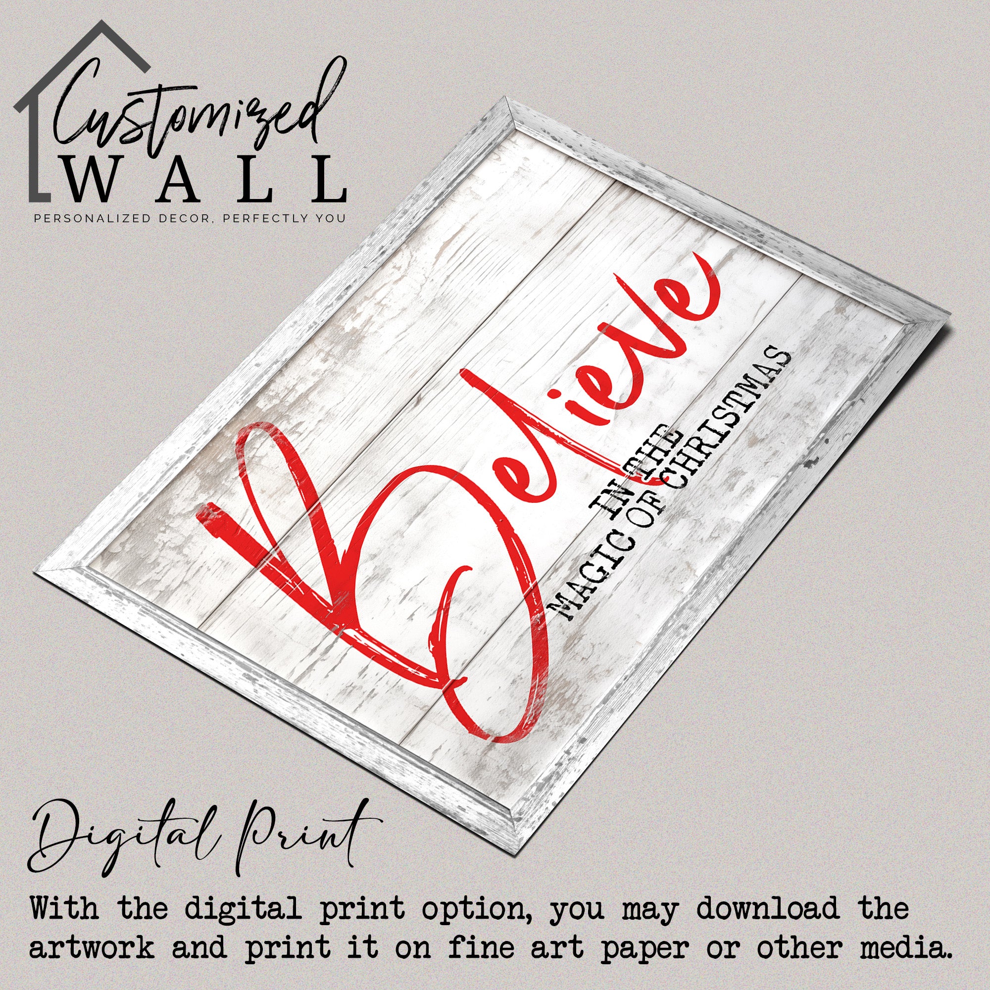 Personalized "Believe in the Magic of Christmas" Rustic Canvas Wall Art – Custom Holiday Decor for Seasonal Charm - Image 4