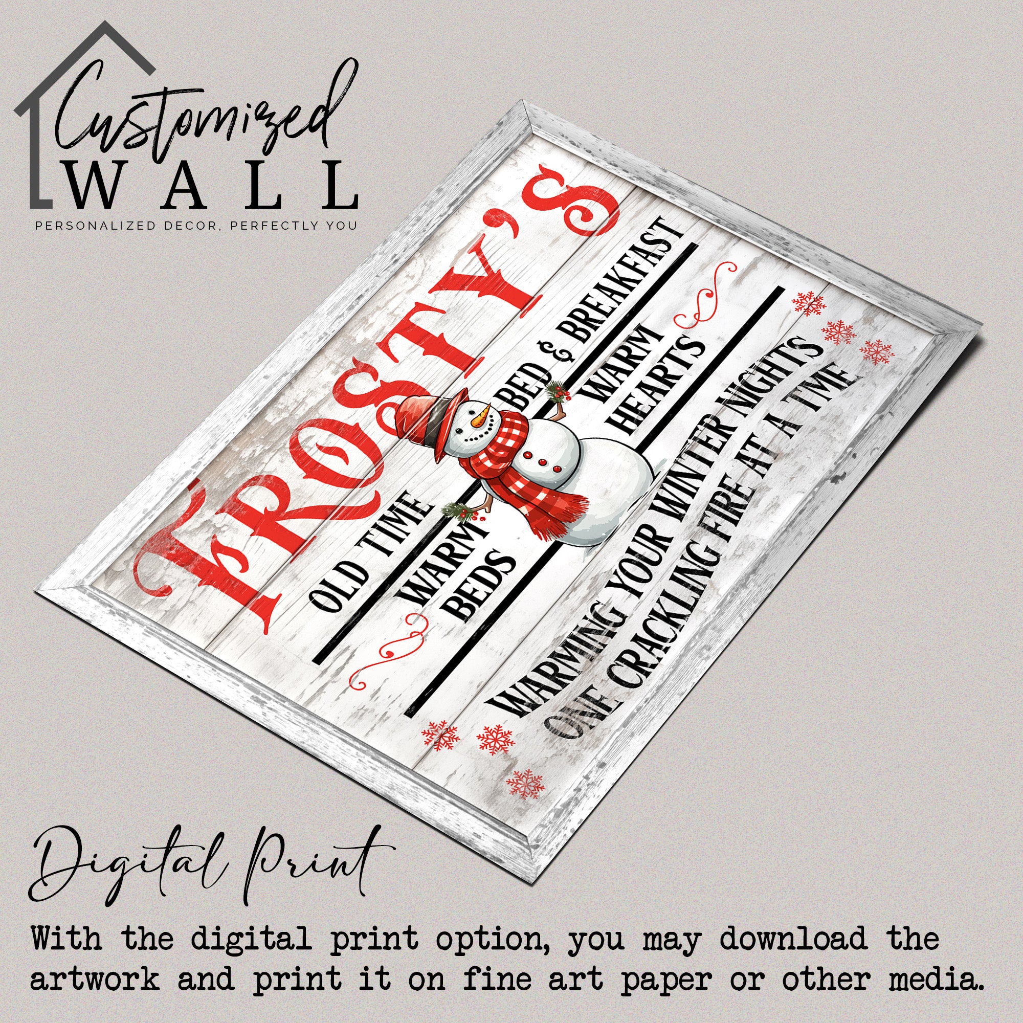 Personalized "Frosty's Old Time Bed & Breakfast" Wrapped Canvas - Custom Winter Home Decor Gift for Warm Hearts and Cozy Nights - Image 4