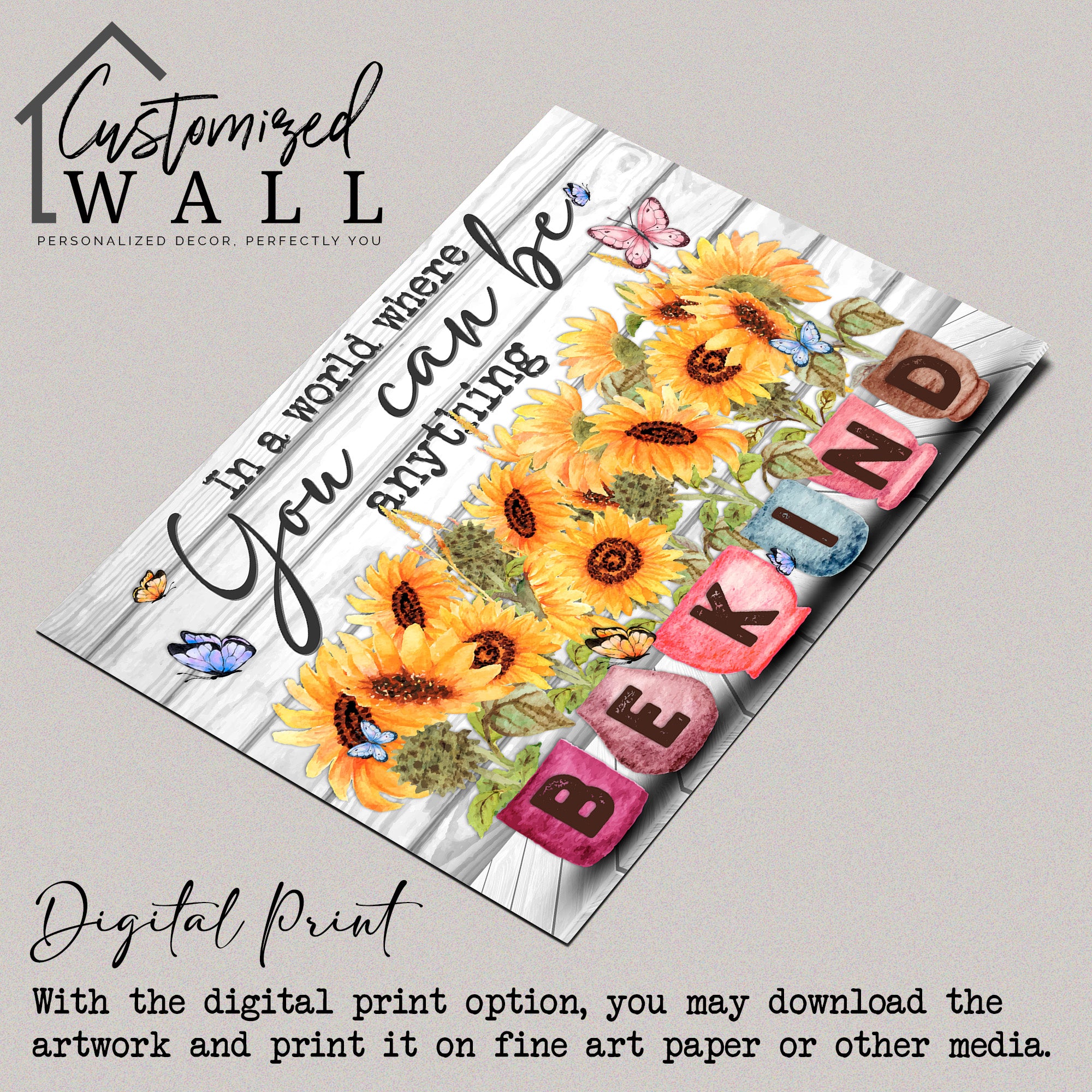 Personalized Sunflower Wrapped Canvas: Uplifting "Be Kind" Message with Vibrant Colors - Perfect Gift for Any Occasion - Image 4