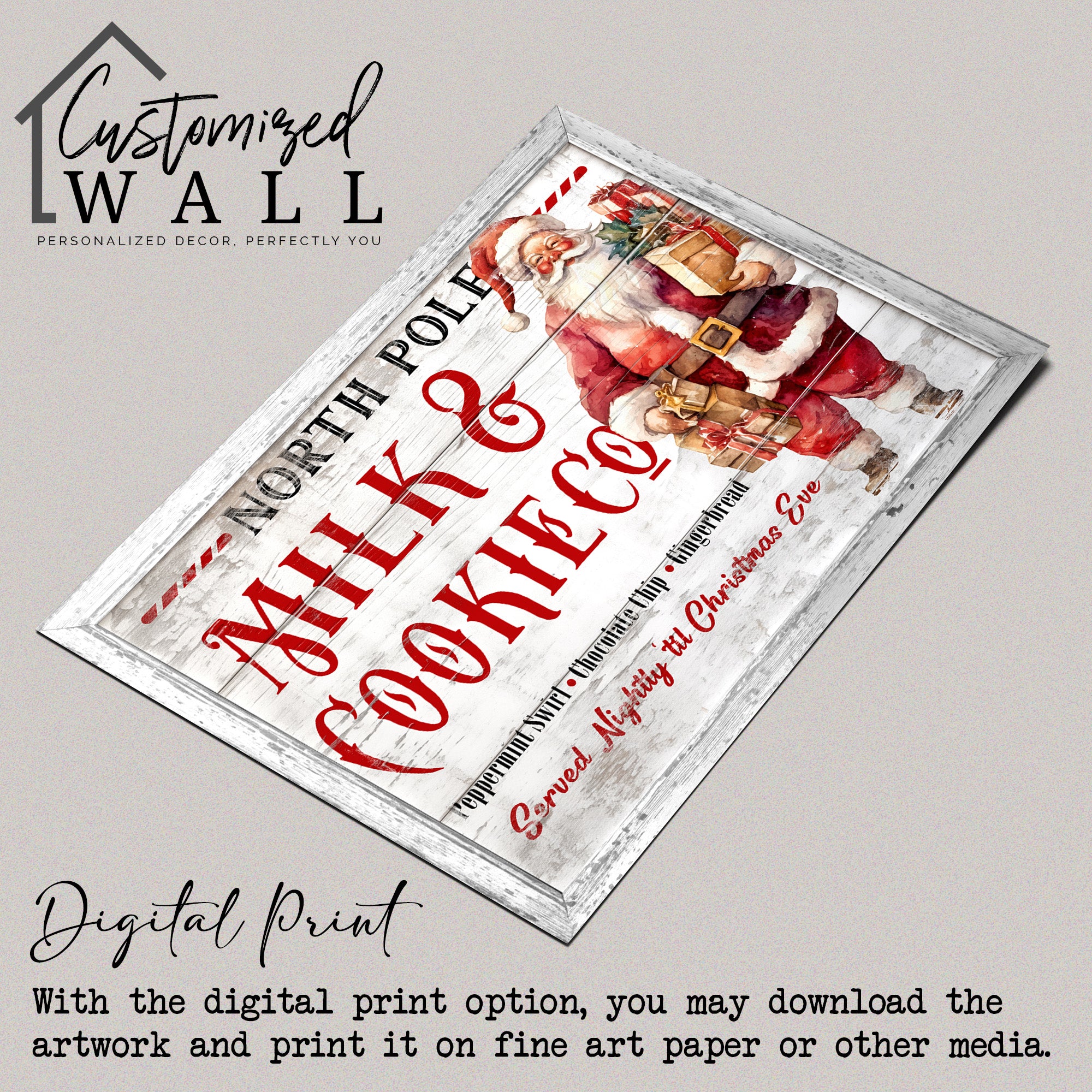Personalize Your Christmas with Custom North Pole Milk & Cookie Co Wrapped Canvas - Ideal Holiday Gift - Image 4