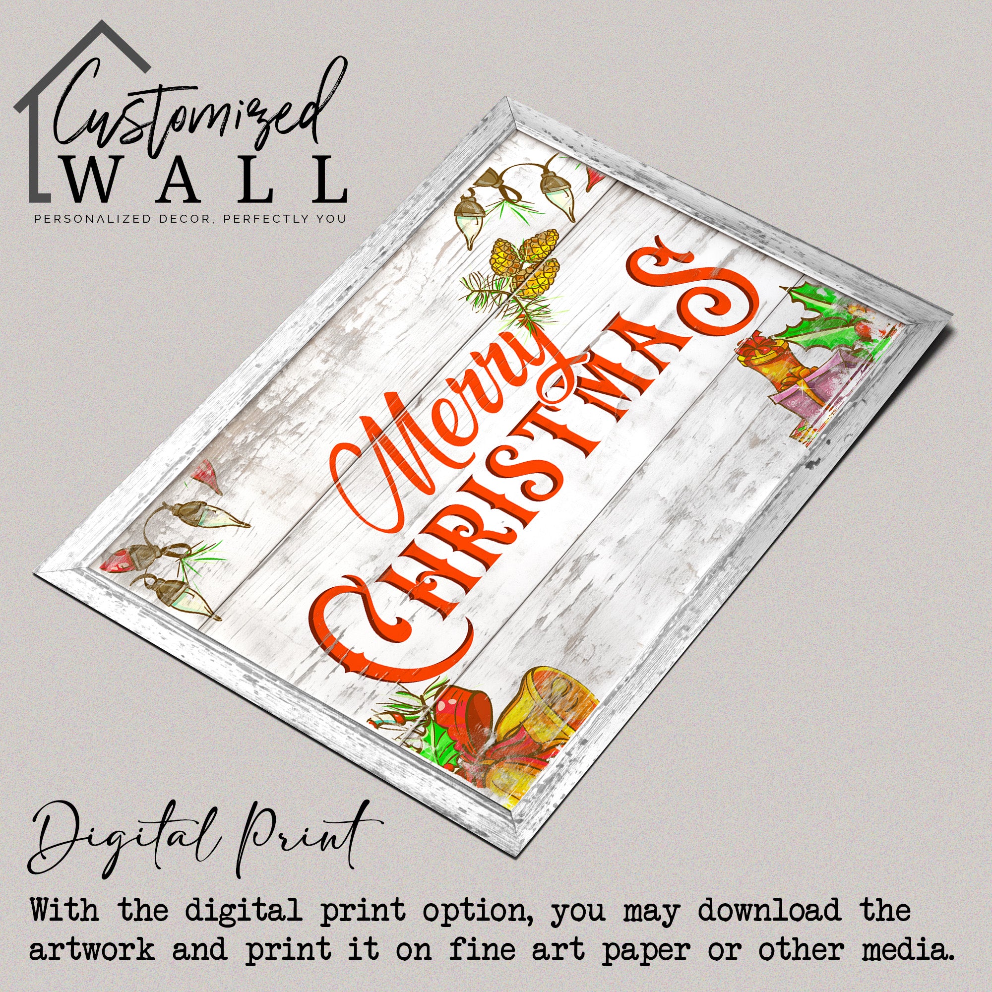 Personalized Rustic Christmas Wall Art: Handmade Wrapped Canvas with Holiday Greetings – Perfect for Gift-Giving - Image 4