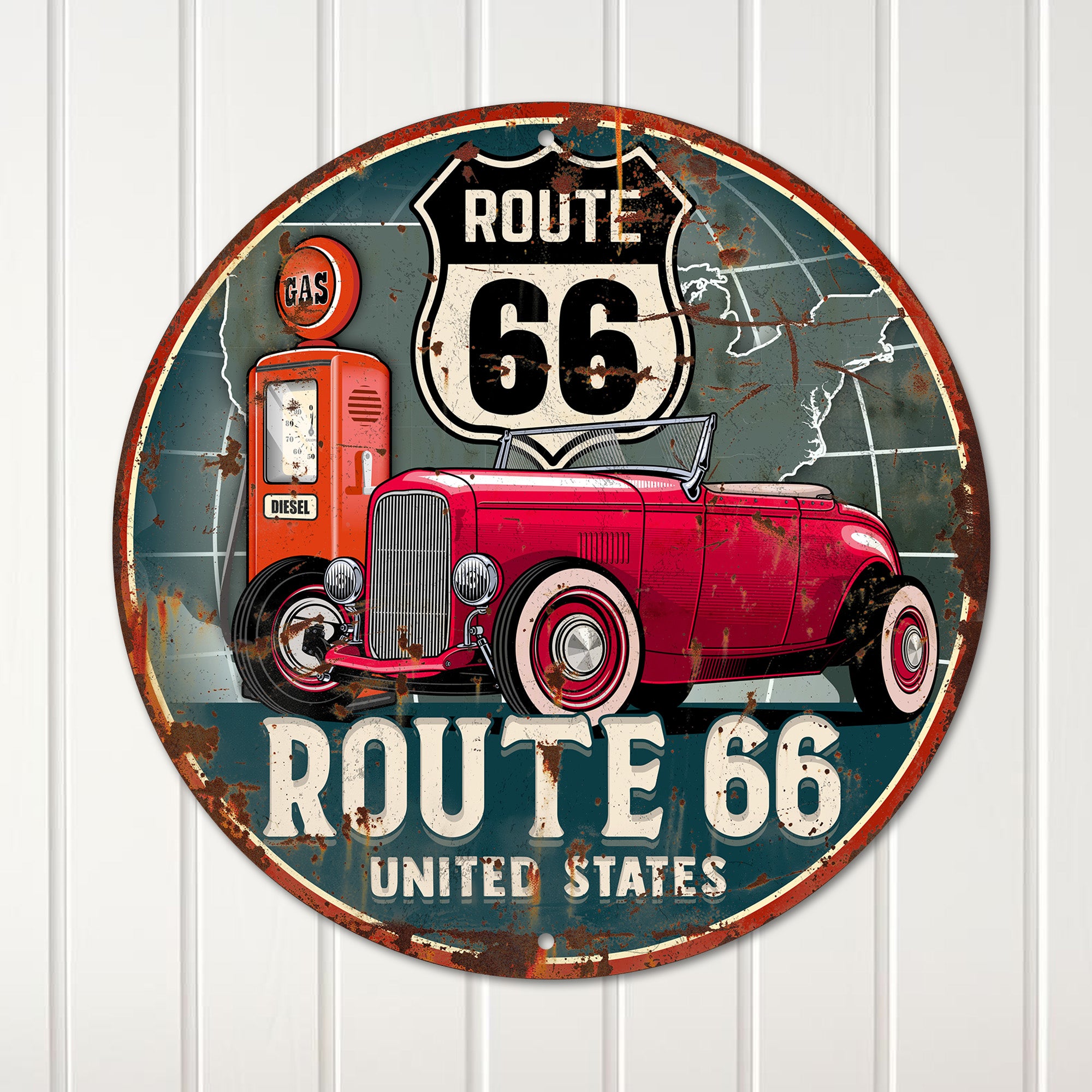 Personalized Route 66 Vintage Metal Sign - Customizable Road Trip Memorabilia for Classic Car Lovers - Image 4