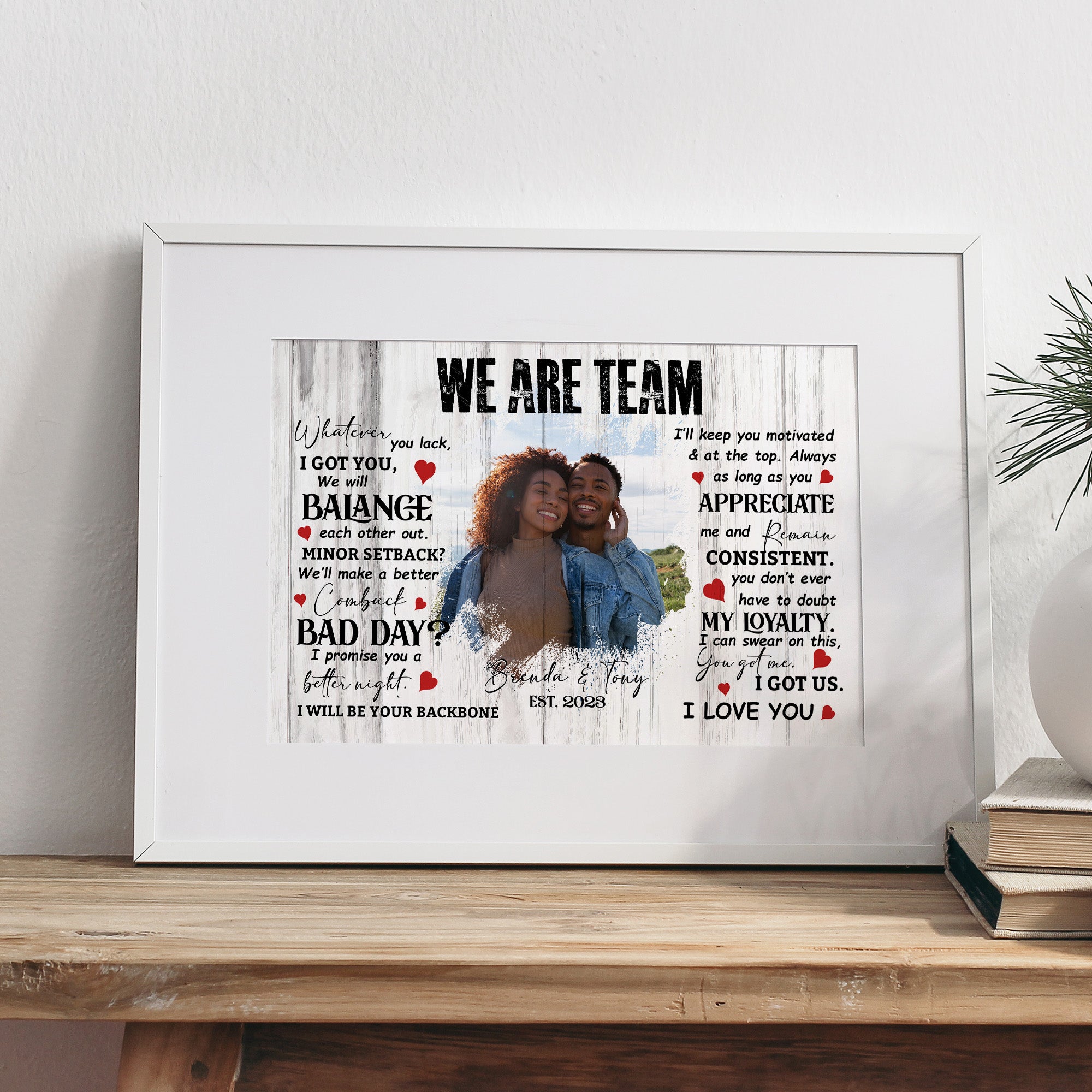 Personalized "We Are Team" Wrapped Canvas - Custom Photo and Text Art for Couples - Image 4