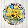 Personalized Sunflower and Blue Butterfly Metal Sign - Bless This Home Round Wall Art for Warm and Inviting Spaces - Image 4