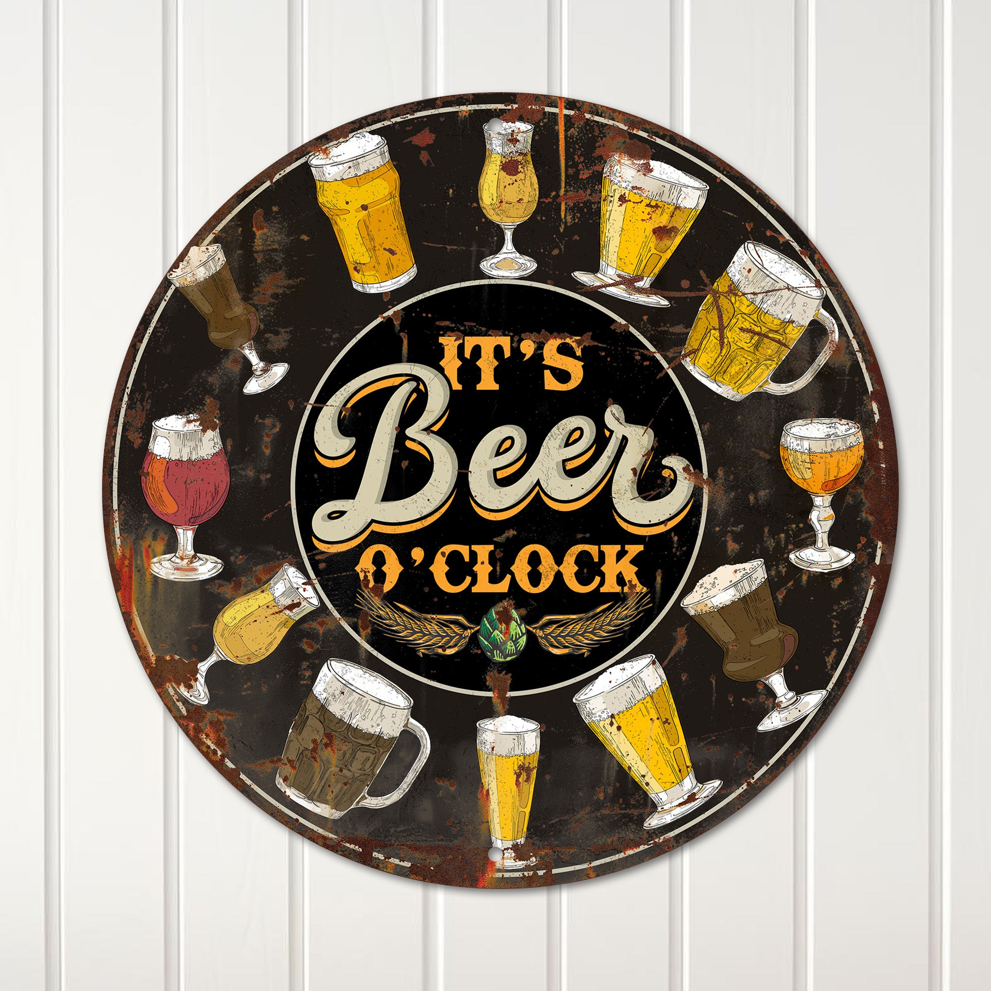 Personalized Beer O'Clock Round Metal Sign – Customizable Wall Art for Beer Lovers, Made with Premium Quality Craftsmanship - Image 4